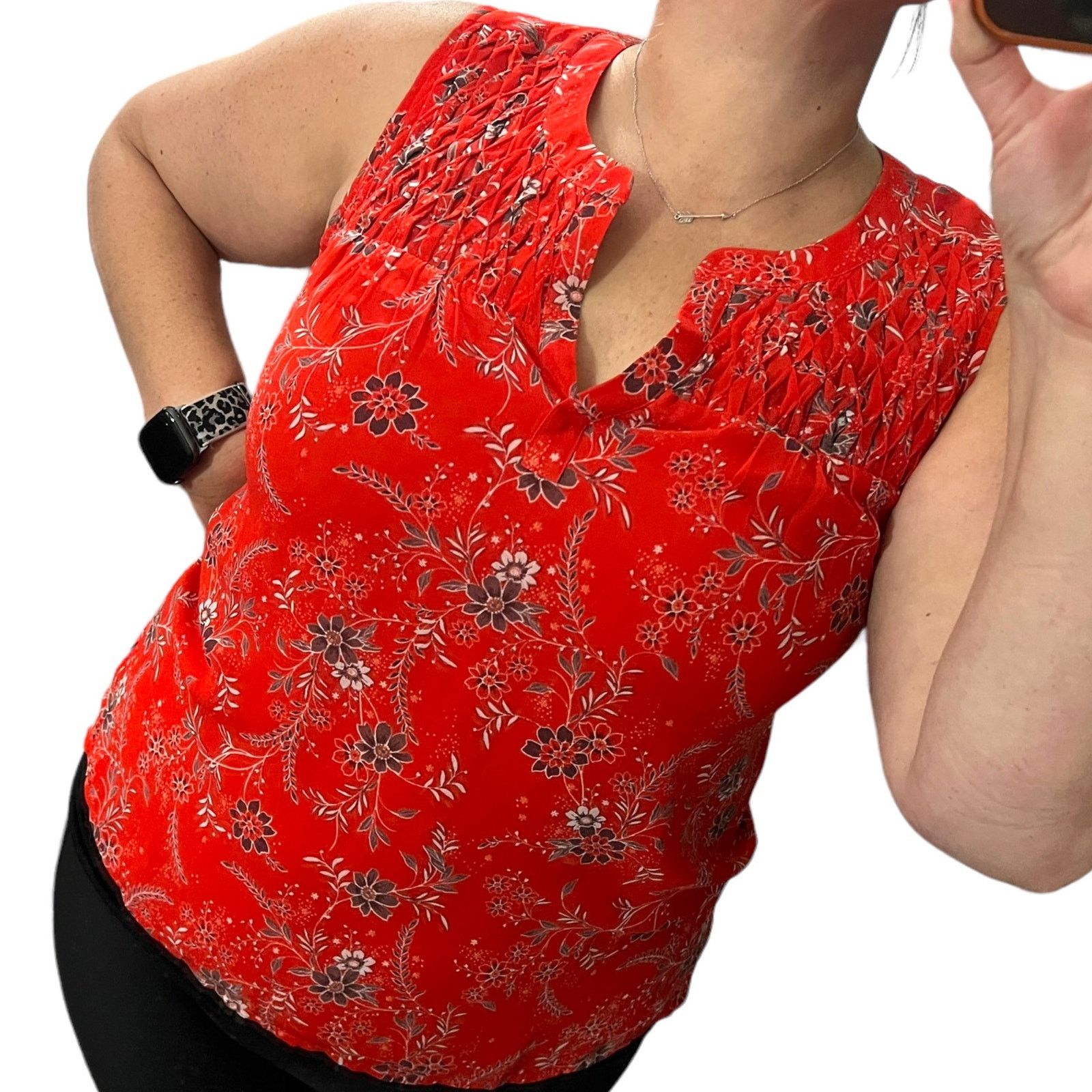 Other Carin Smocked Bib Blouse - Stitch Fix Split Neck Sleeveless Size S / US 4 / IT 40 - 9 Thumbnail