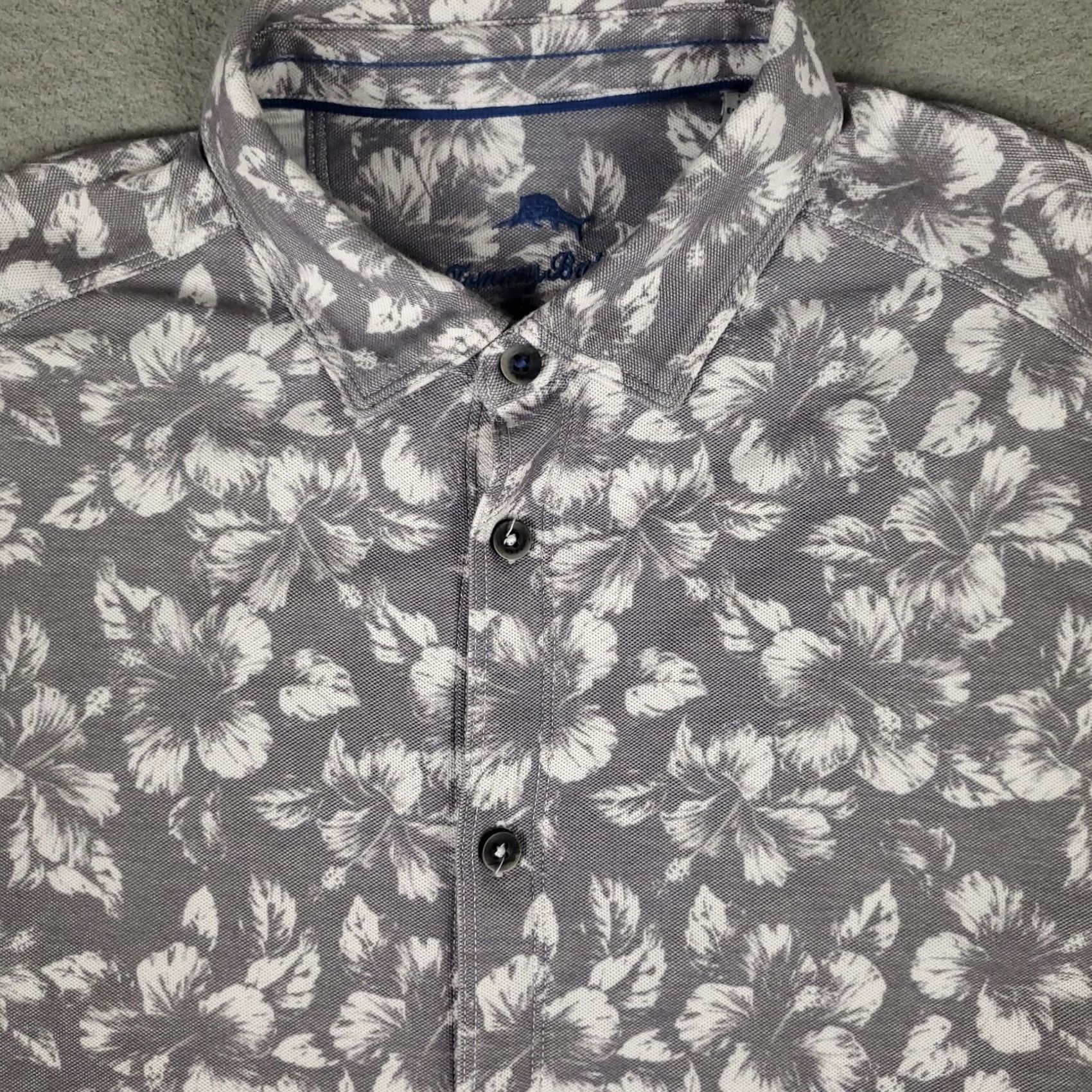 Tommy Bahama Tommy Bahama Shirt Mens Medium Gray Floral Knit Cotton Blend Button Up Size US M / EU 48-50 / 2 - 2 Thumbnail