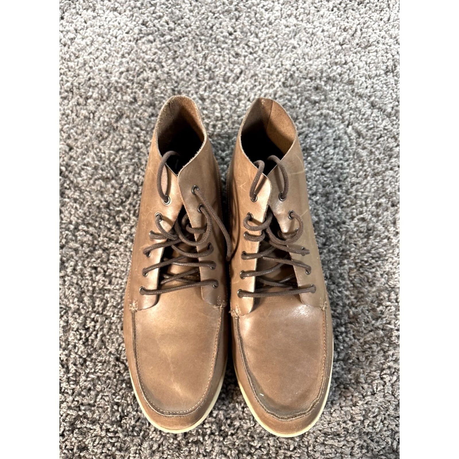 Olukai OluKai Nalukai Kapa Boot Chukka Mens 14 Brown Cotton Blend Leather Lace Up Rubber Sole Casual Travel Size US 14 / EU 47 - 3 Thumbnail