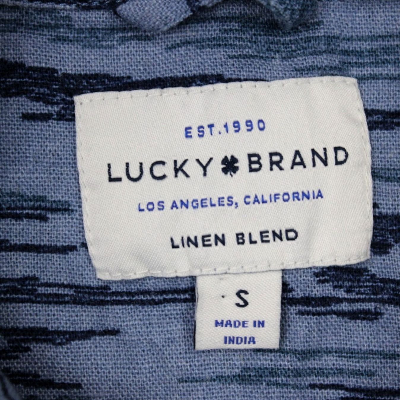 Lucky Brand Lucky Brand AOP Camp Shirt Mens Small Blue Linen/Viscose Blend S/S Loop Collar Shirt Size US S / EU 44-46 / 1 - 7 Thumbnail