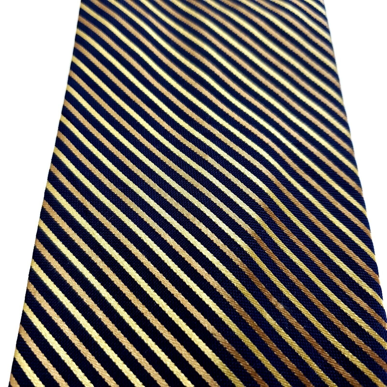 Nordstrom Nordstrom Silk Tie Woven Blue Gold Striped Size ONE SIZE - 2 Thumbnail
