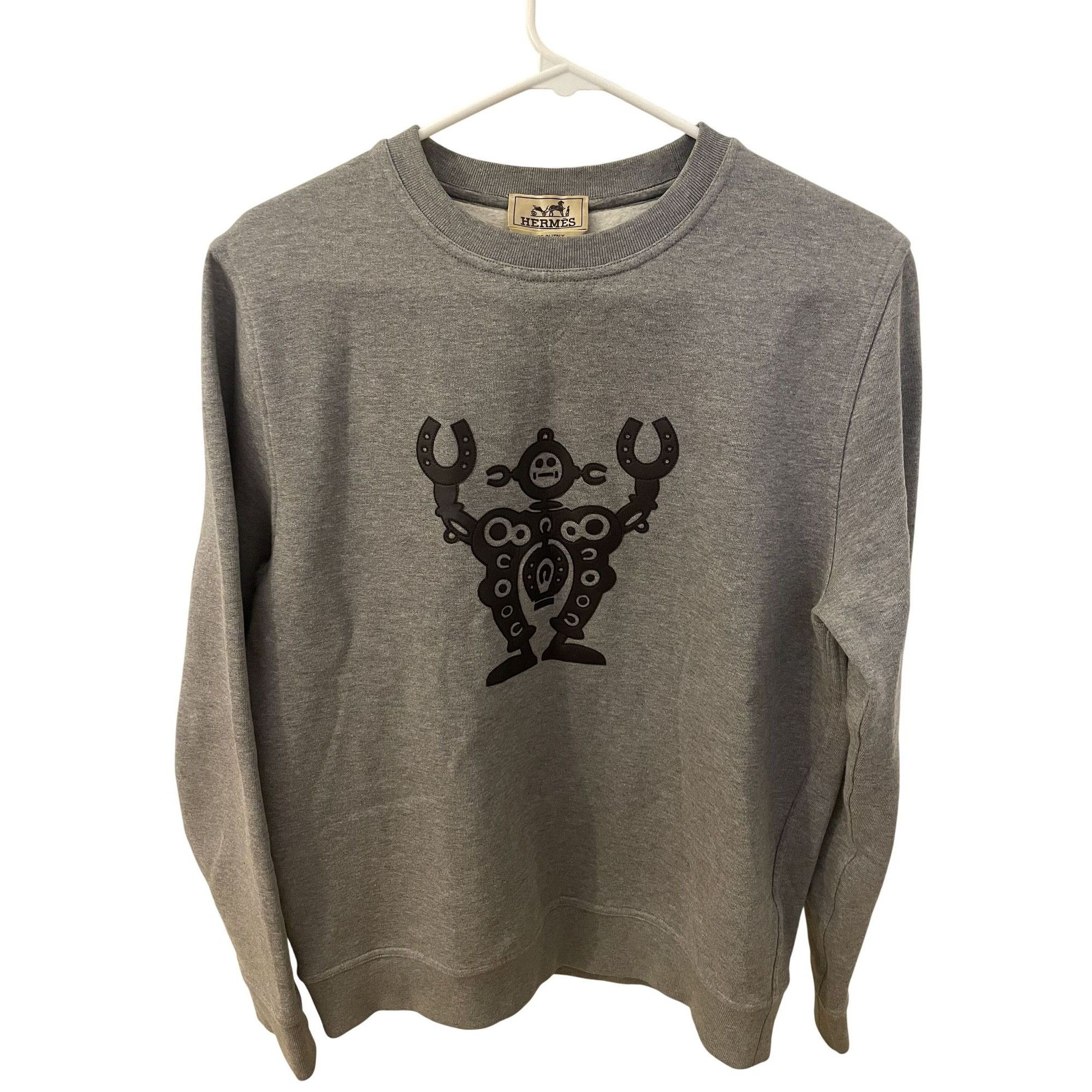 Hermes Hermes Gray Crewneck Sweatshirt W/ Black Robot Horseshoe Gra Size US M / EU 48-50 / 2 - 1 Thumbnail