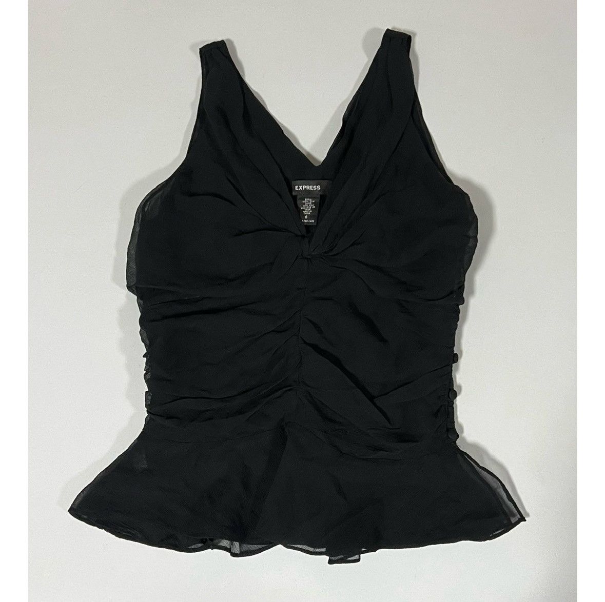 Express Express Black Rouched Peplum Tank Top Shirt Blouse Size 6 🖤 Size M / US 6-8 / IT 42-44 - 2 Thumbnail