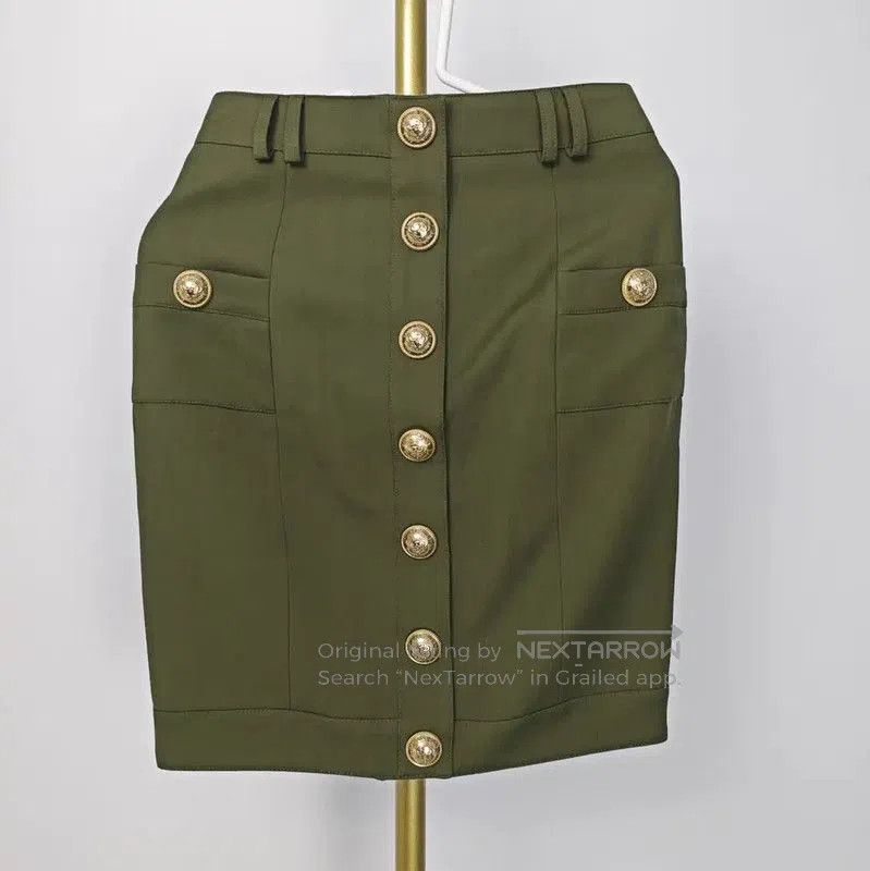 Balmain Balmain Olive Green Cotton Women's Skirt . Size 23" - 1 Thumbnail