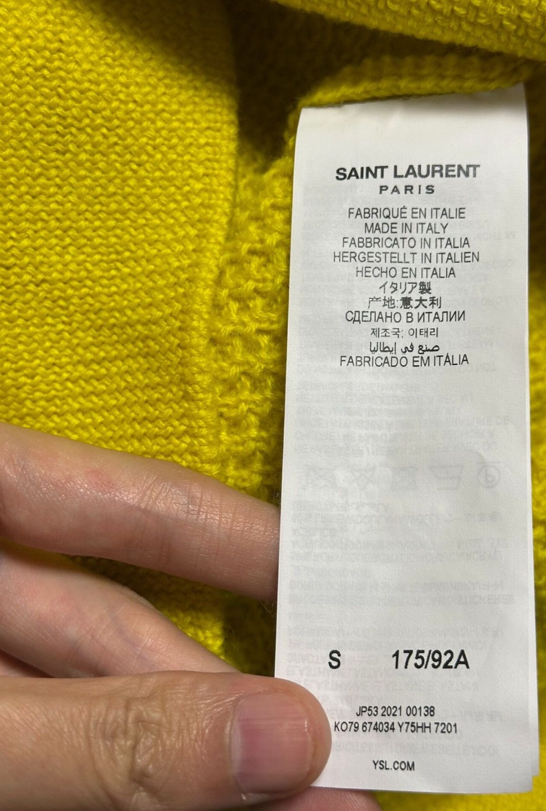 Saint Laurent Paris Saint Laurent Yellow Embroidered Logo Sweater Size US S / EU 44-46 / 1 - 5 Thumbnail