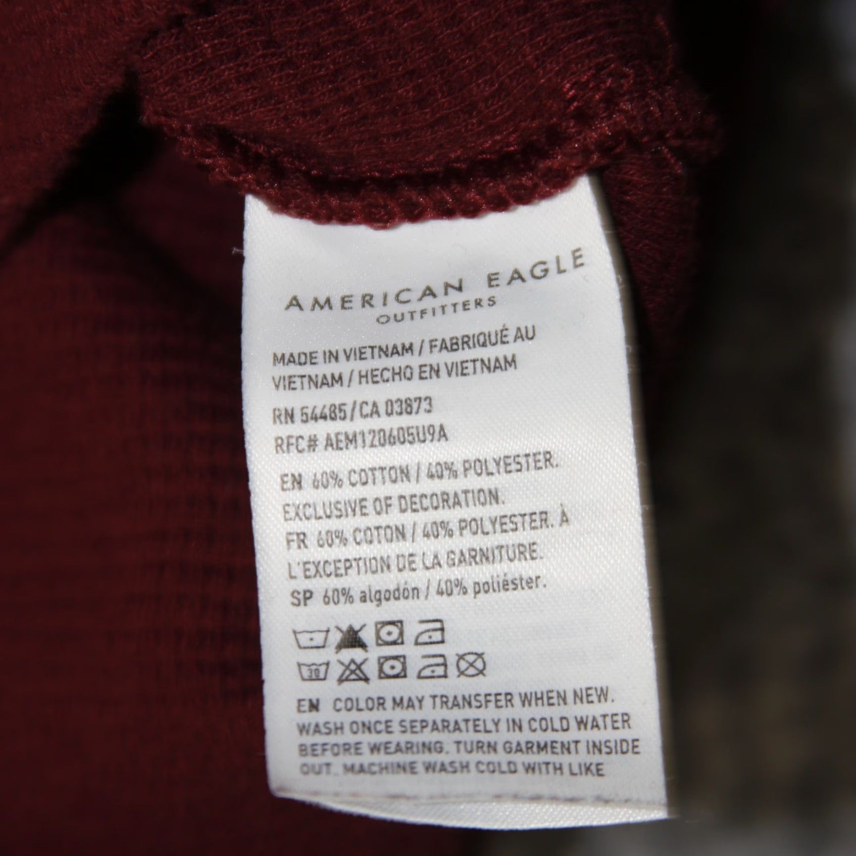 American Eagle Outfitters American Eagle Hoodie Mens XL Burgundy Waffle Knit Thermal Pullover XL Size US XL / EU 56 / 4 - 4 Thumbnail