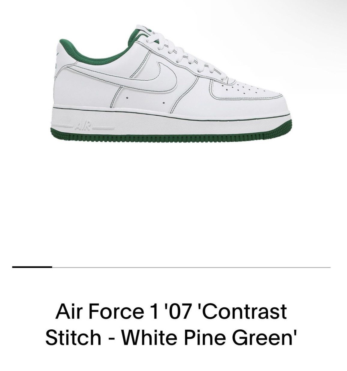 Nike Air Force 1 Pine Green 07’ contrast stitch Size US 9 / EU 42 - 5 Thumbnail