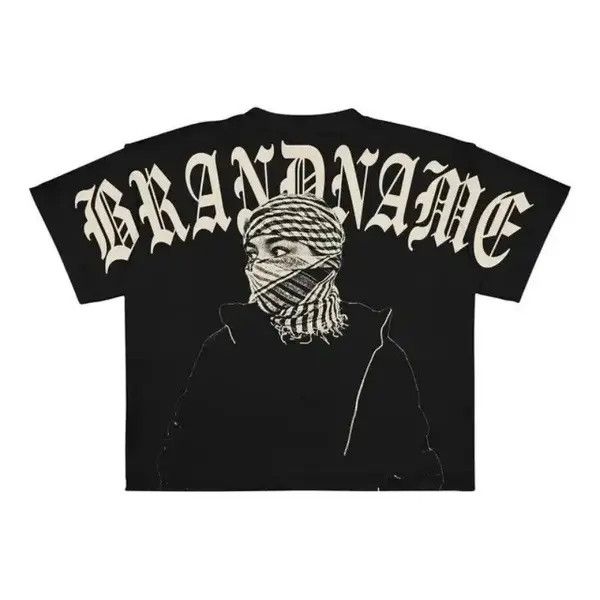 image of Vintage Harajuku T Shirt Men Hip Hop Gothic Graphic in Black (Size Large)