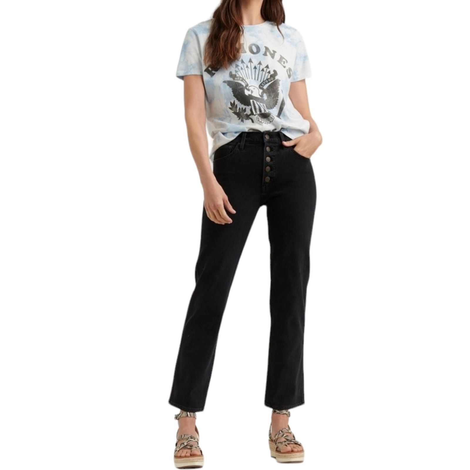 Lucky Brand Lucky Brand Authentic Straight Crop Jeans 12/31 black wash Size 30" / US 8 / IT 44 - 1 Thumbnail