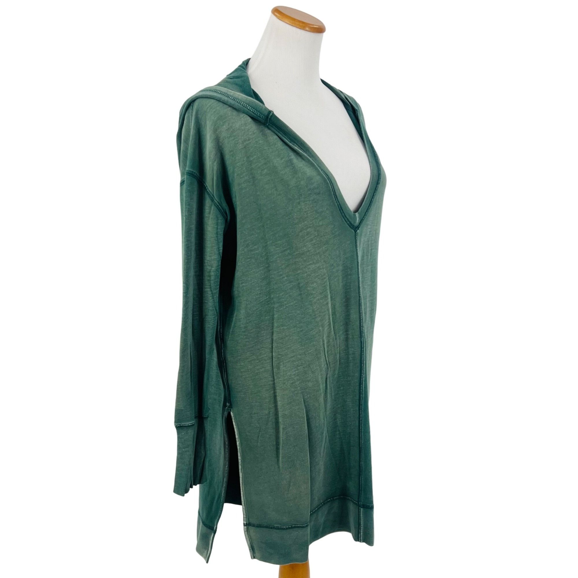 Free People RARE Free People Distressed Green V-Neck Hooded Tunic S | Bo Size S / US 4 / IT 40 - 5 Thumbnail