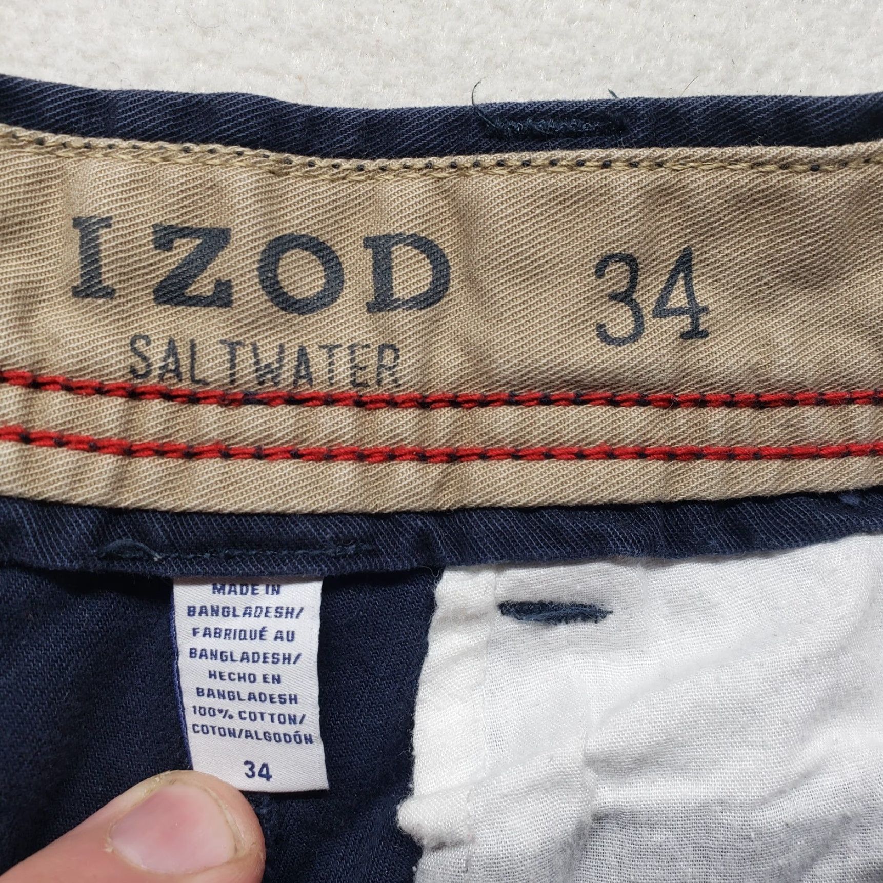 Izod IZOD Chino Shorts Solid Blue Saltwater Stretch Casual Adult Men's 34 Cotton Blend 34 Blue Mens Shorts Size US 34 / EU 50 - 2 Thumbnail