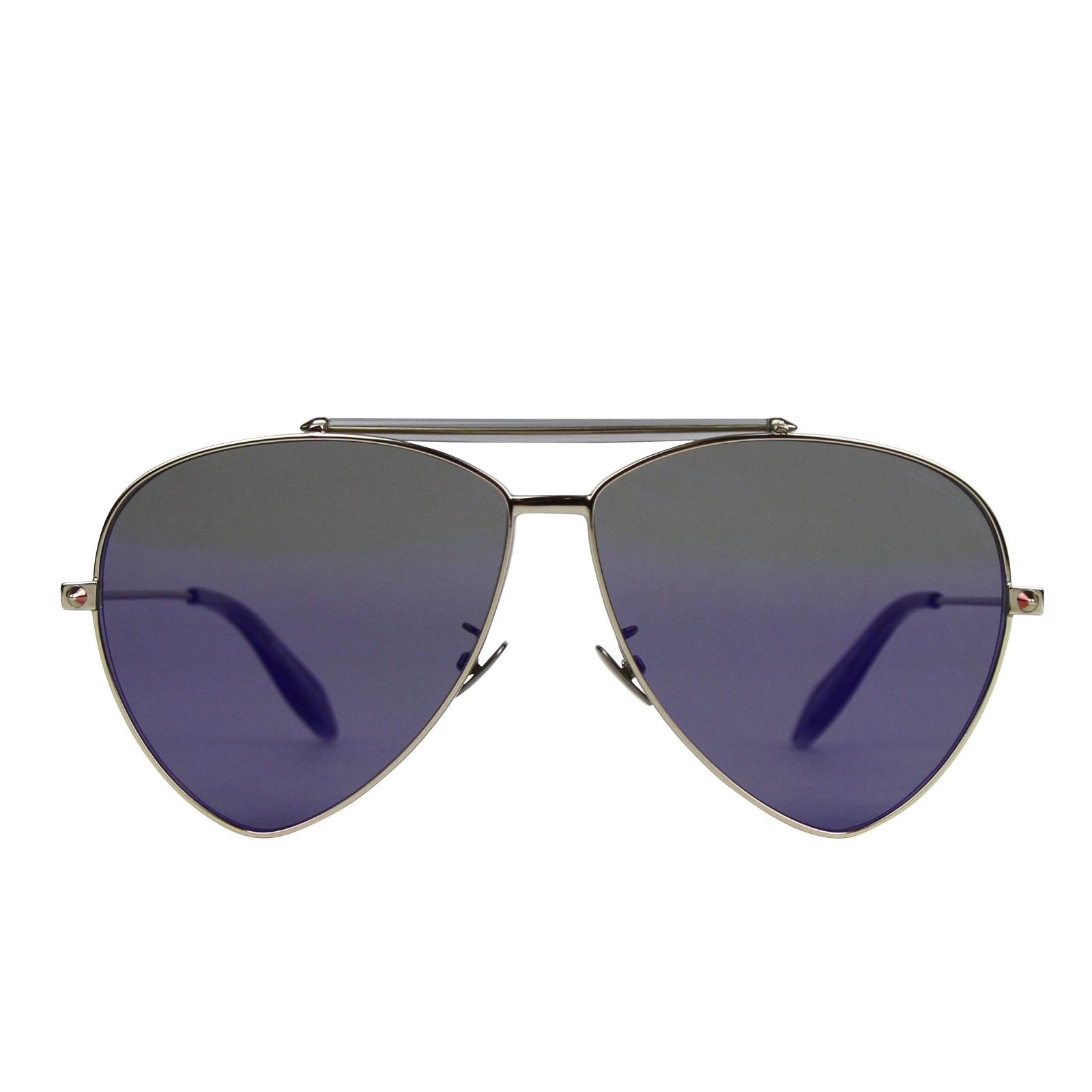 Alexander McQueen Unisex Blue Metal Reflective Aviator Sunglasses Size ONE SIZE - 1 Thumbnail