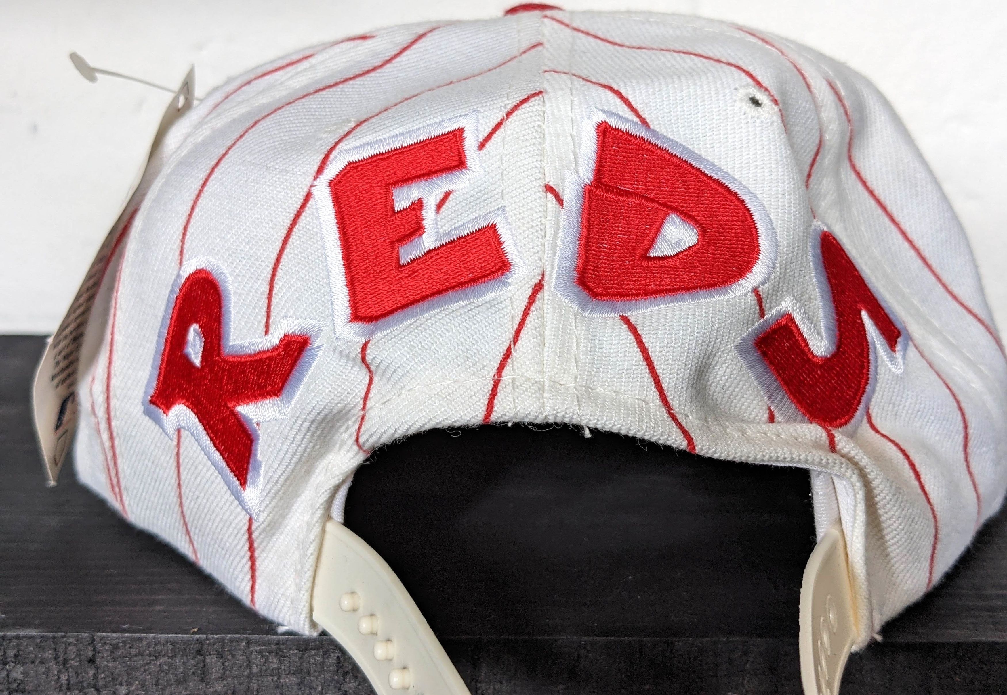Sports Specialties NEW Cincinnati Reds 90s ANNCO Block PINSTRIPE hat MLB vtg Size ONE SIZE - 1 Thumbnail