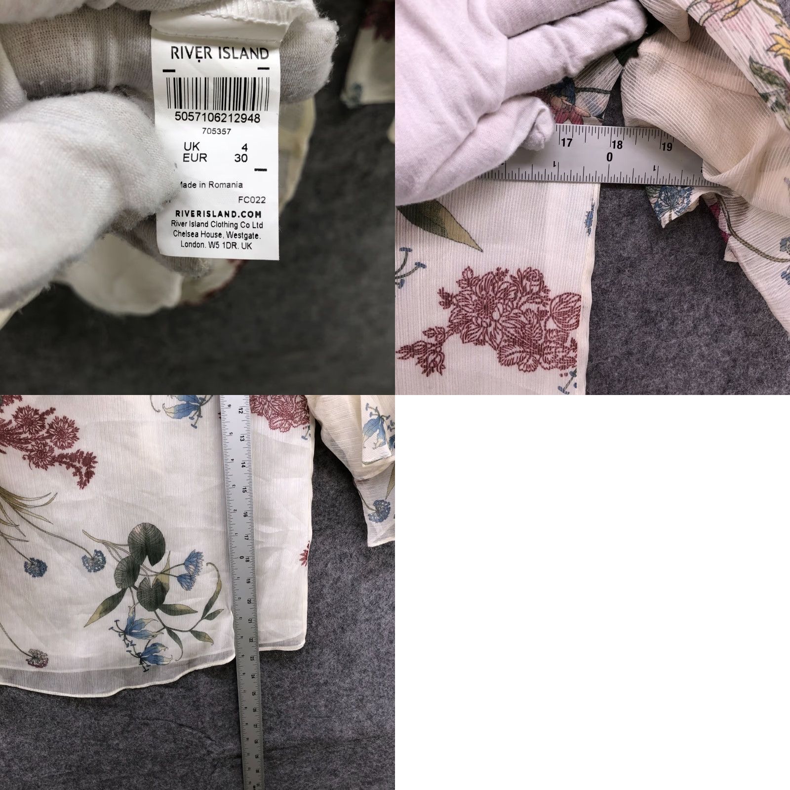 River Island River Island Womens Floral Blouse Size 2 Tiered Ruffle Sleeve Beige V-neck Size XS / US 0-2 / IT 36-38 - 8 Thumbnail