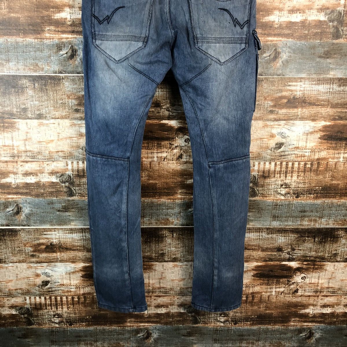 Japanese Brand Field Core Blue ripped Distressed Denim cargo Pants #A2126 Size US 29 - 19 Thumbnail