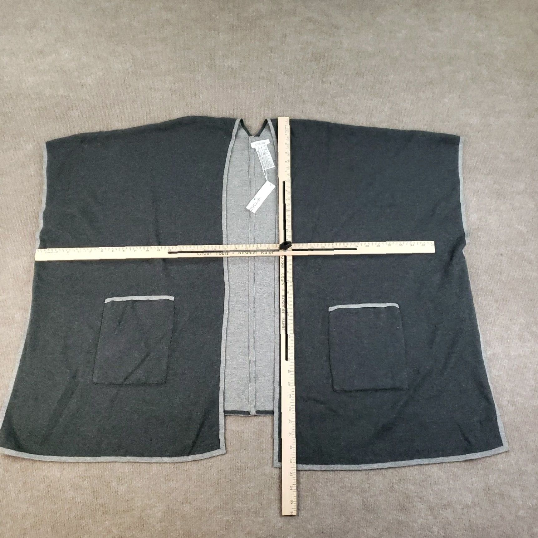 Vintage Chico’s Covering Ruana Poncho Gray Graphite Womens Small Wrap Reversible NWT Size ONE SIZE - 2 Thumbnail