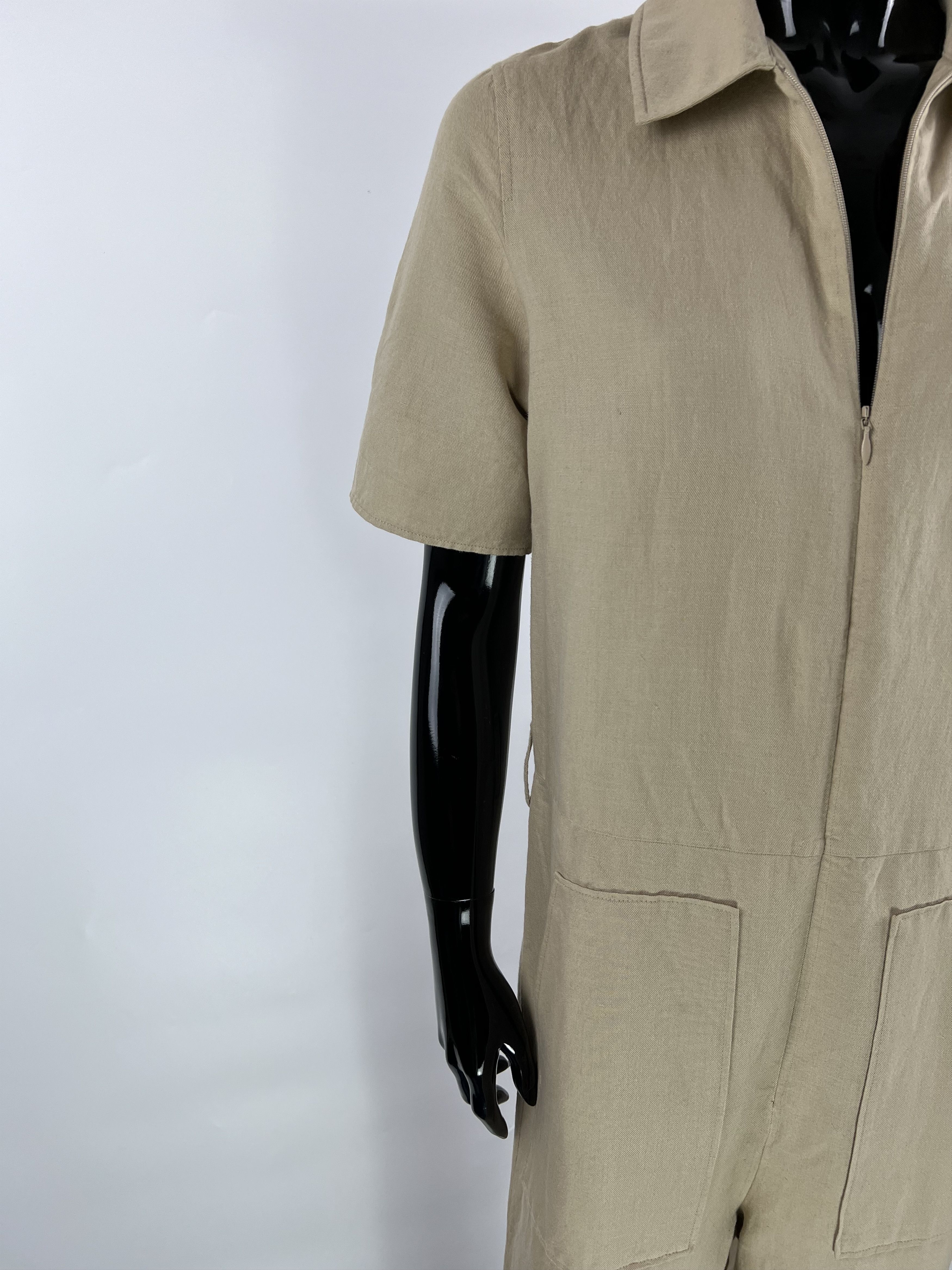 Cos COS Women's Beige Linen Cotton Jumpsuit Size EUR34/XS Size 26" / US 2 / IT 38 - 4 Thumbnail