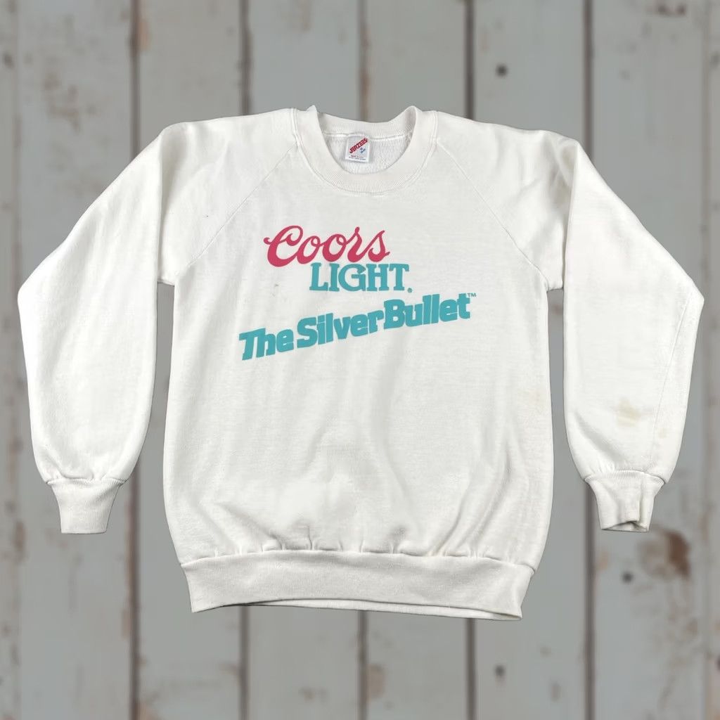 Jerzees VINTAGE Jerzees Sweatshirt M Mens White Graphic Print Coors Light Winter Park Course 50/50 Pullover Size US M / EU 48-50 / 2 - 1 Thumbnail
