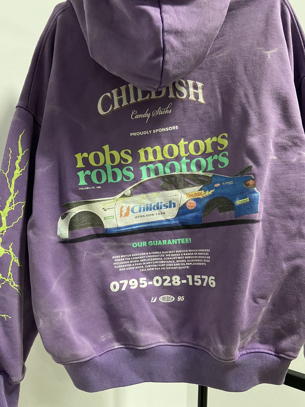 Japanese Brand × Vintage Childish vintage big logo hoodie robs motors Size US S / EU 44-46 / 1 - 4 Thumbnail