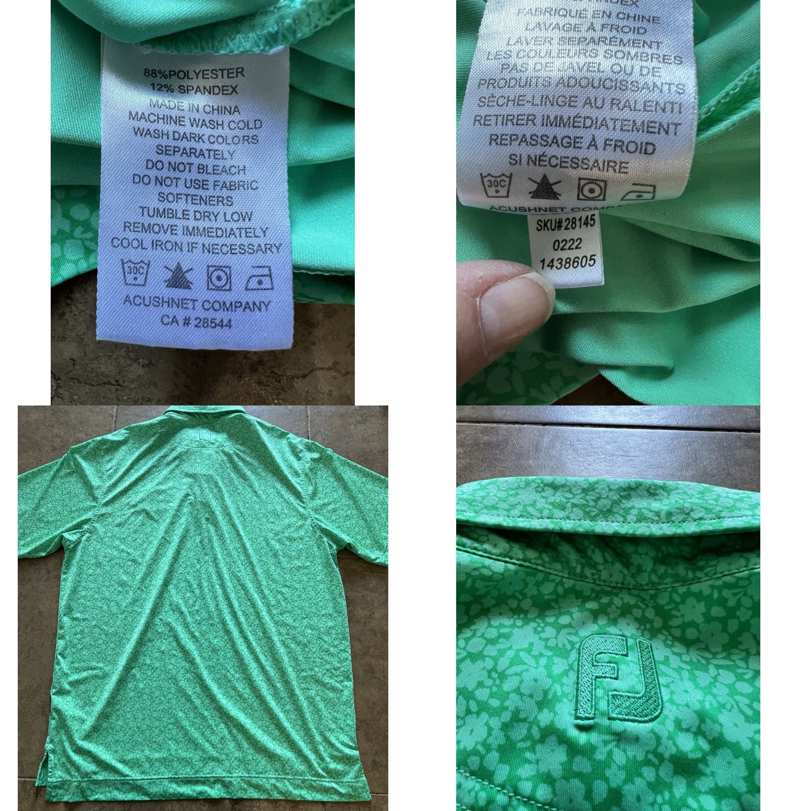 Footjoy FootJoy Polo L Green Flower All Over Print Golf Polo Mens Size US L / EU 52-54 / 3 - 8 Thumbnail
