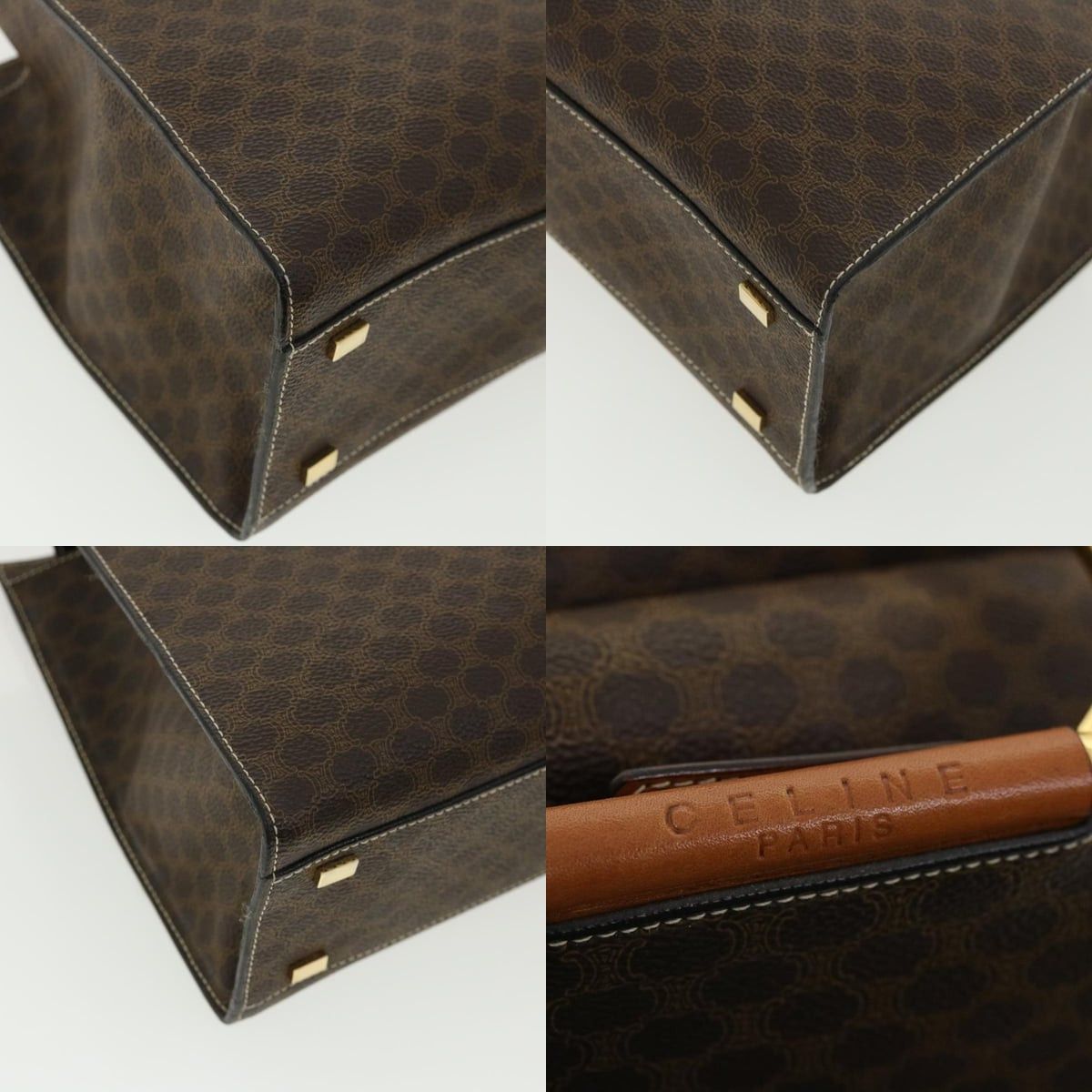 Celine CELINE Macadam Canvas Hand Bag Pvc Leather Brown Size ONE SIZE - 10 Thumbnail