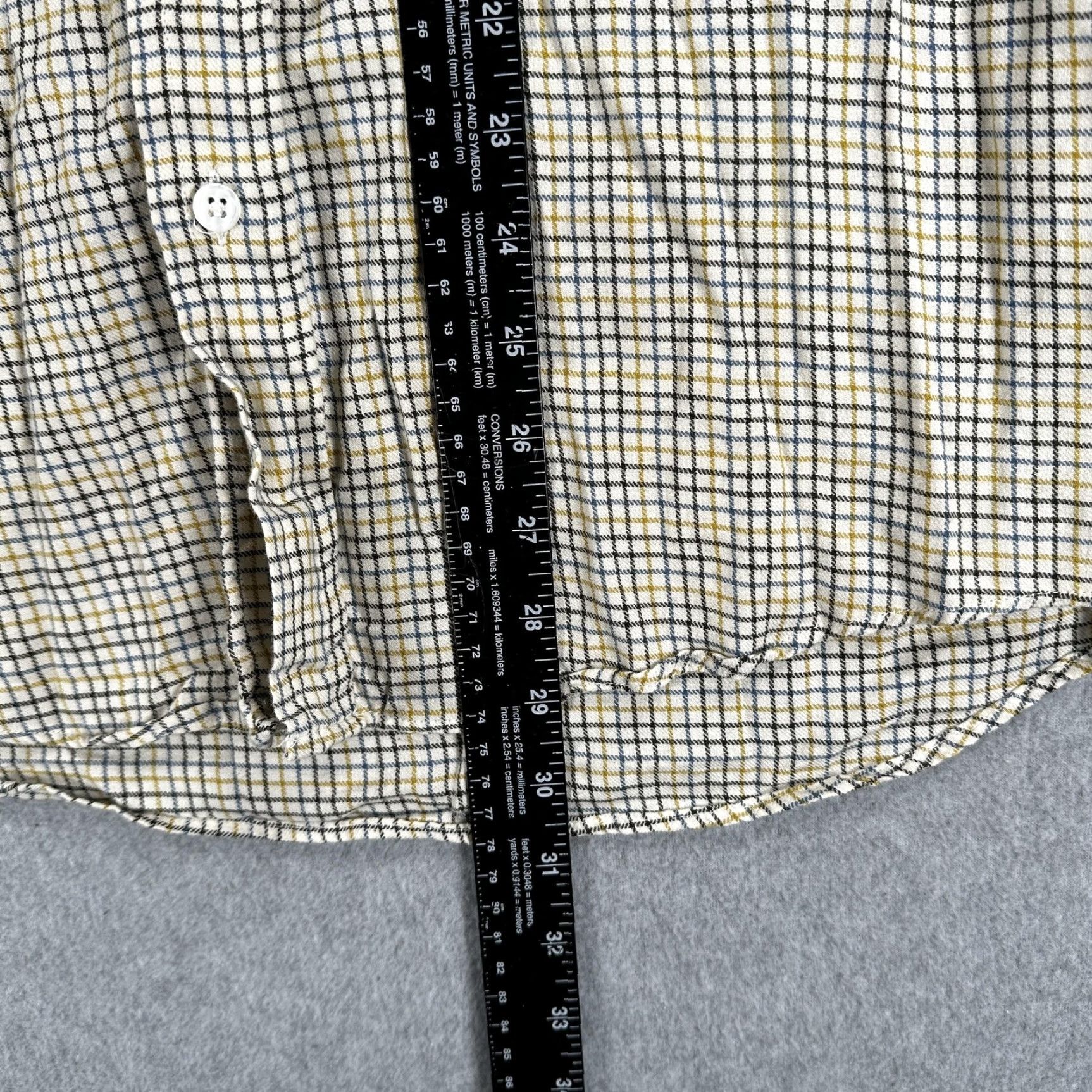 Huntsman Huntsman Shirt Mens Small Beige Check Long Sleeve Button Front England Size 36R - 5 Thumbnail