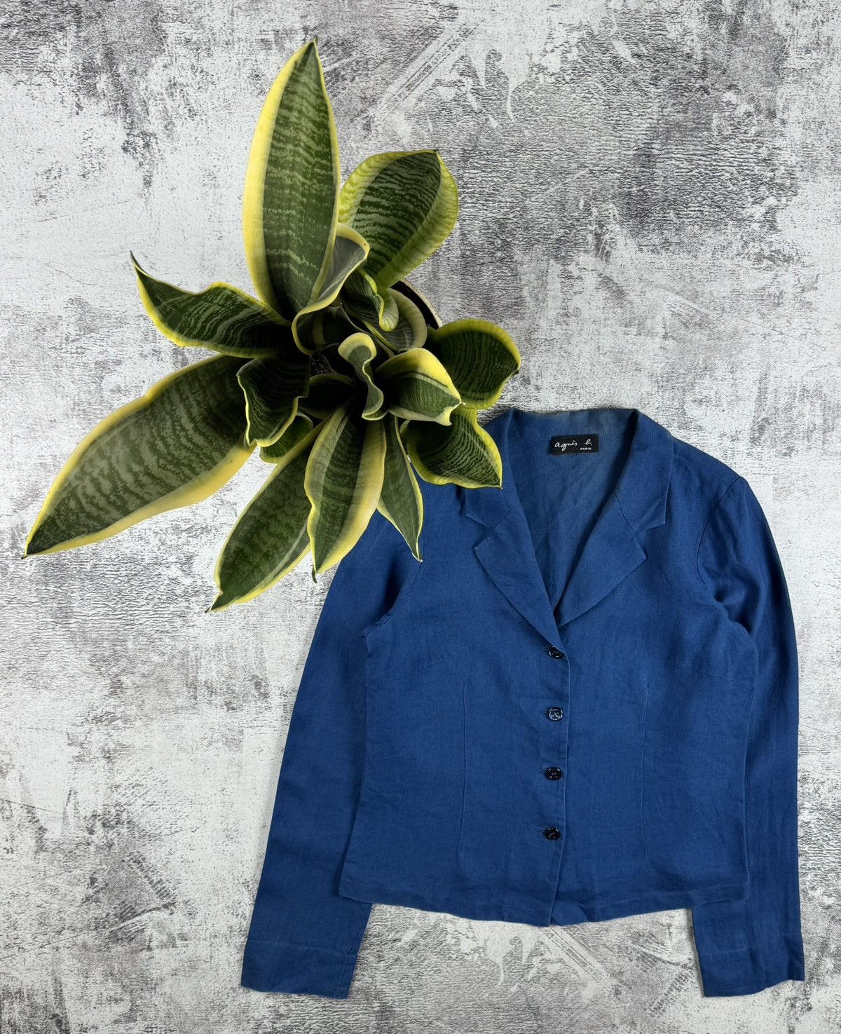 agnes b. Vintage 90S Agnes B Paris LINEN Cropped Blazer Coat Jacket Size M / US 6-8 / IT 42-44 - 1 Thumbnail