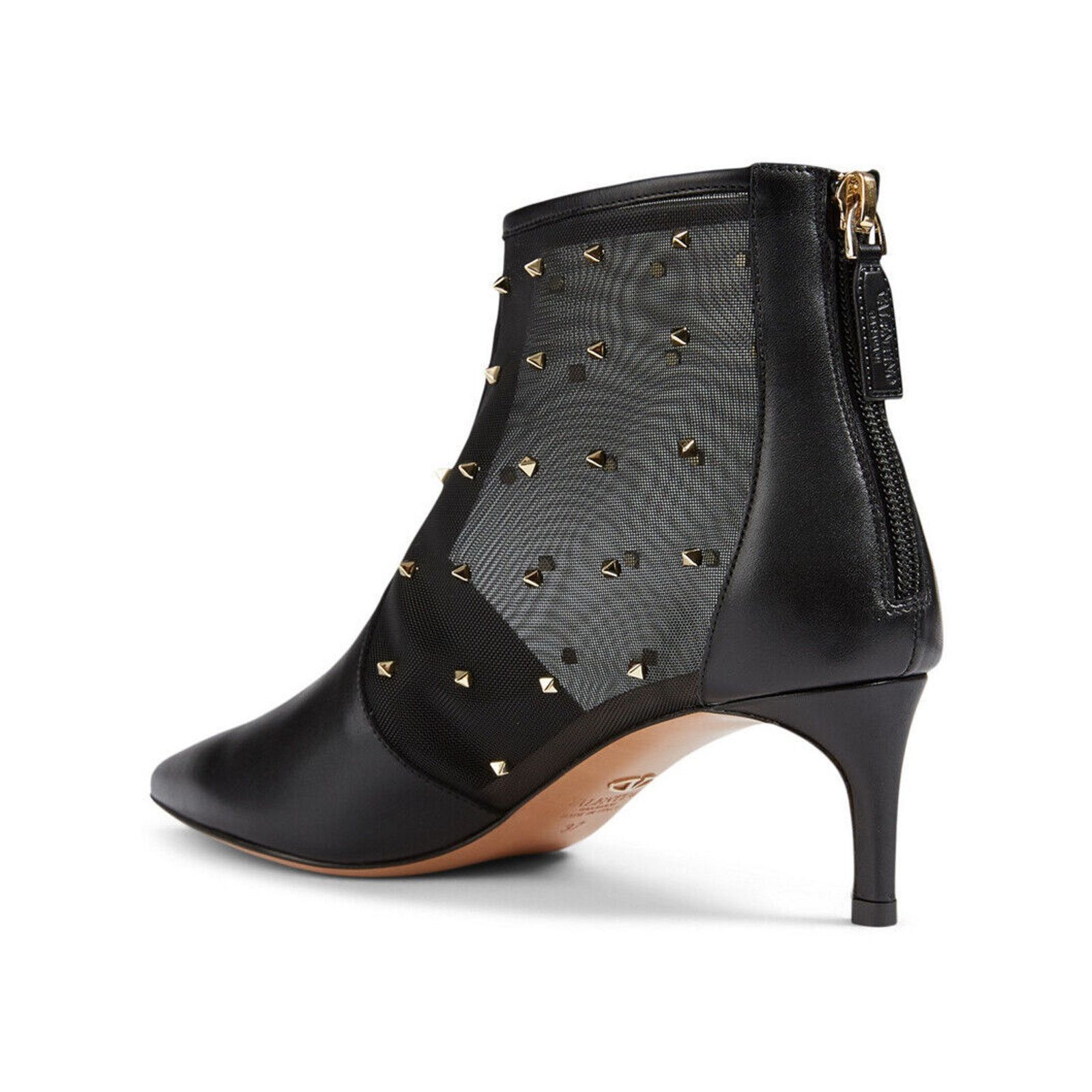 Valentino Valentino Rockstud Shining Mesh Black Leather Stud Kitten Size US 6.5 / IT 36.5 - 8 Thumbnail