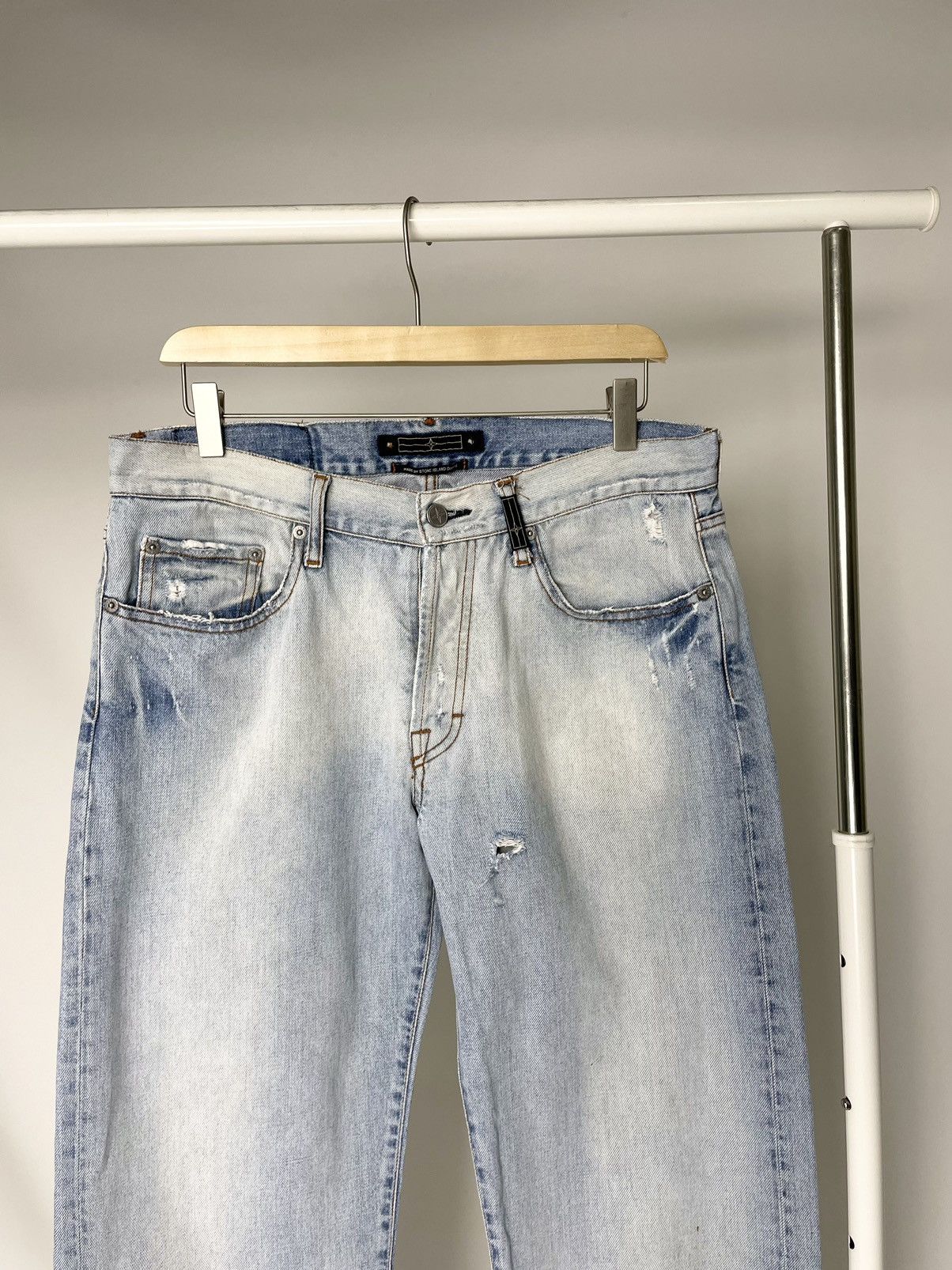 Stone Island Stone Island Denim Vintage Distressed Faded Blue Jeans Pants Size US 34 / EU 50 - 10 Thumbnail