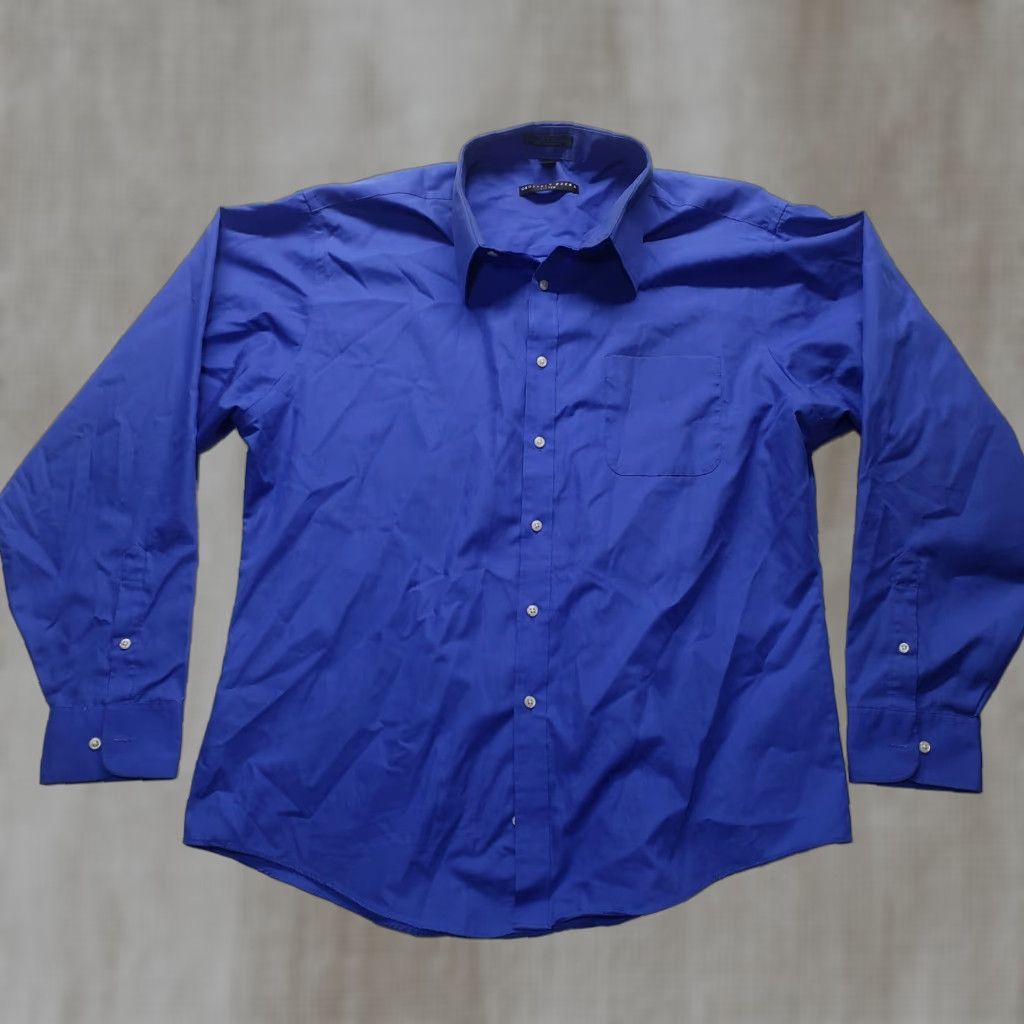 Geoffrey Beene Geoffrey Beene Fitted Shirt Light Blue Long Sleeve Button Up Mens 2XL Size US XXL / EU 58 / 5 - 1 Thumbnail