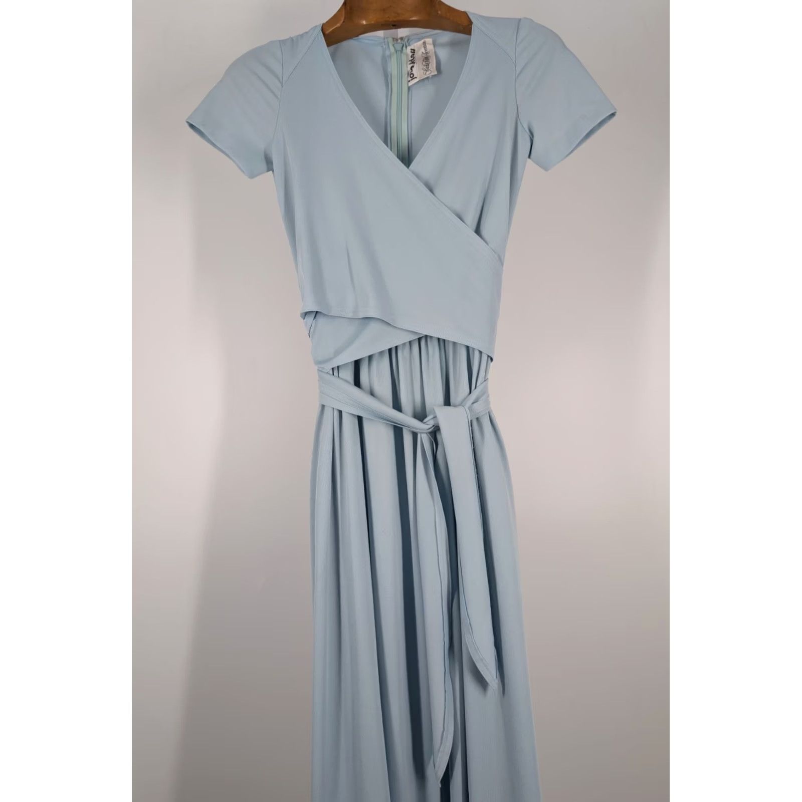 Vintage VINTAGE John Kloss Wrap Dress Saks Fifth Ave Sky Blue Boho Mod 1970s Evening Bohemian 70s 32-34 4 Regular USA Mens Womens Girls Size 4XL / US 24-26 - 5 Thumbnail
