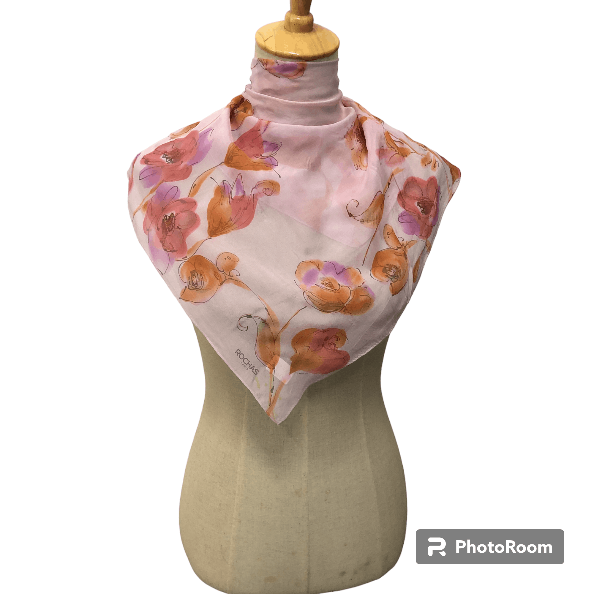 Vintage Rochas Luxury Hand Rolled Silk Scarf M1096 Size ONE SIZE - 1 Thumbnail