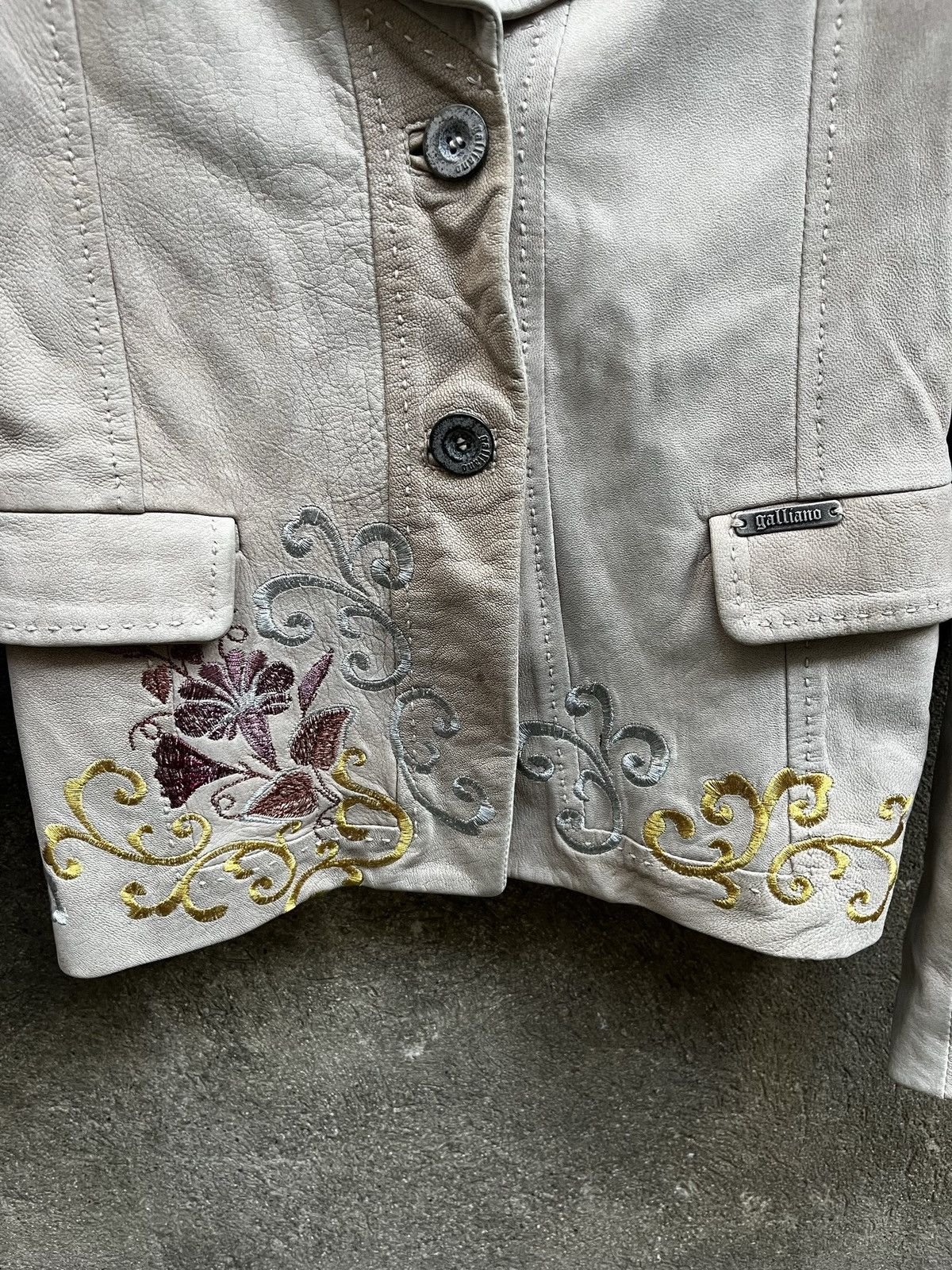 John Galliano × Vintage galliano floral print vintage leather jacket Size XXS / US 00 / IT 34 - 7 Thumbnail