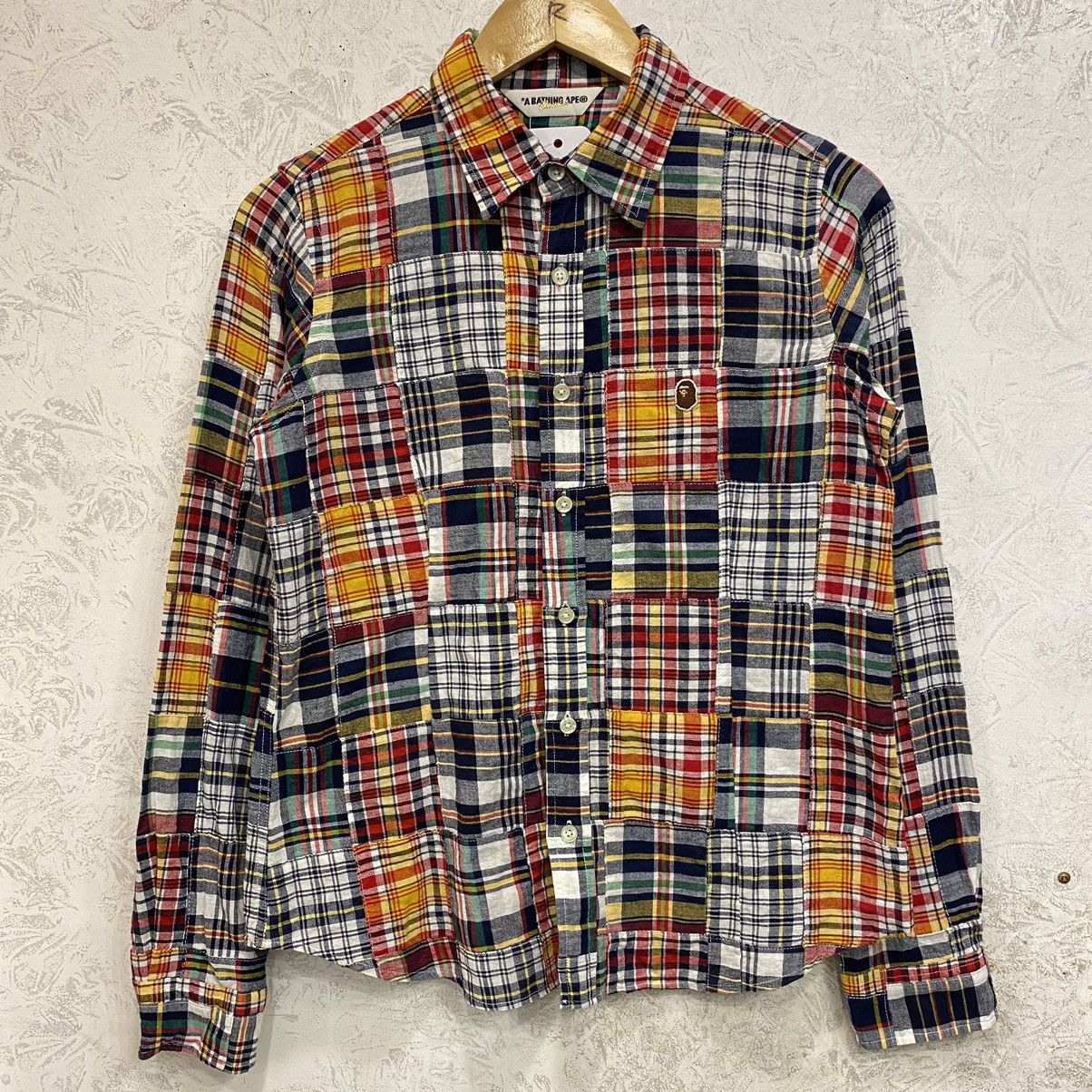 Bape Bape Point Logo Dark Patchwork L/S Shirt Size S / US 4 / IT 40 - 1 Thumbnail