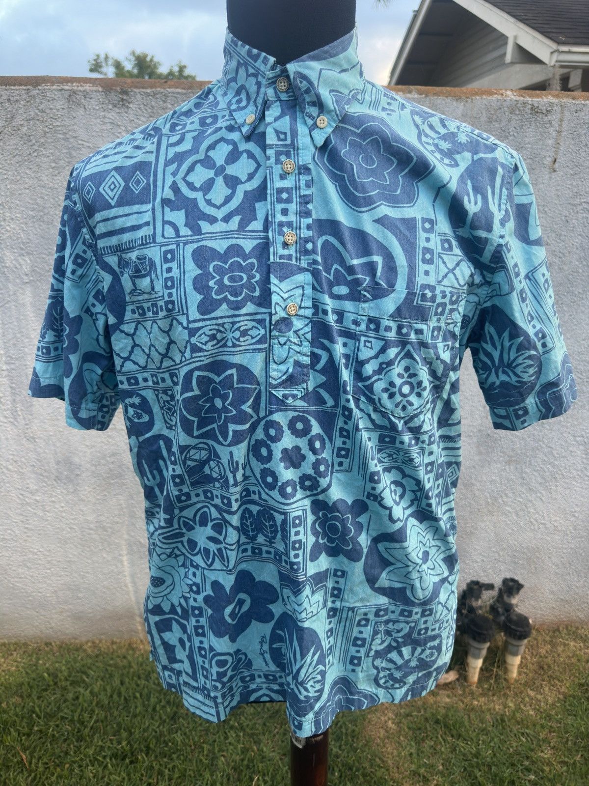 Reyn Spooner PreOwned Reyn Spooner Classic Blue/Green Hawaiian Men's S Size US S / EU 44-46 / 1 - 1 Thumbnail