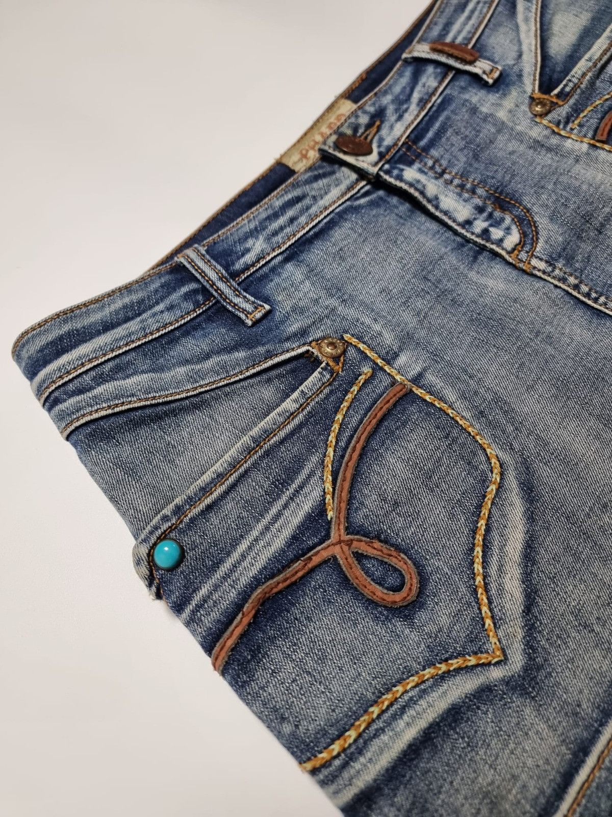 Vintage vintage Phard Glowing jeans leather skirt L country womens Size 29" - 9 Thumbnail