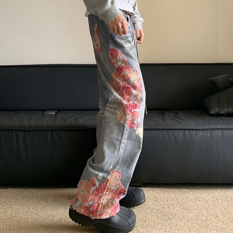 Japanese Brand × Jean × Vintage Micro Horn Printing Splicing Jeans Size US 33 - 2 Thumbnail