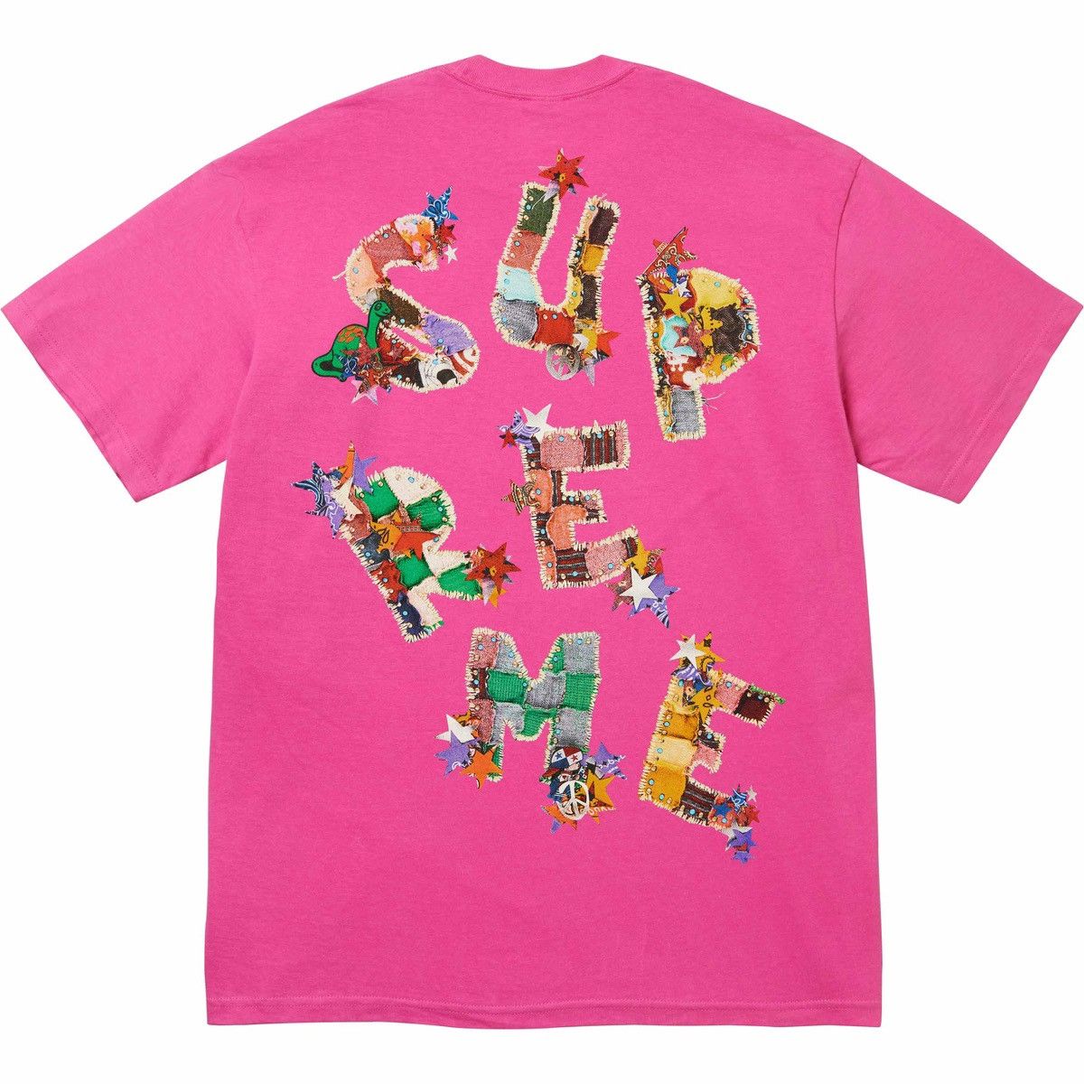 image of Supreme Patchwork Logo Tee Fuchsia T-Shirt Ss24 Size Xl, Men's