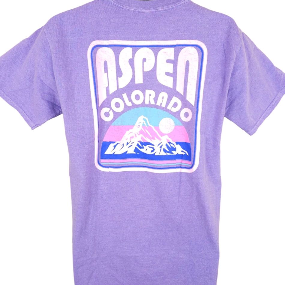 Gildan Aspen Colorado T Shirt Mens Medium Purple Ski Travel Destination Tee Size US M / EU 48-50 / 2 - 4 Thumbnail