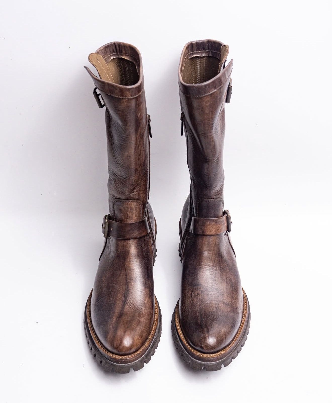 Other Unknown Brand – Engineer Boots – Brown Leather Size US 9.5 / EU 42-43 - 3 Thumbnail
