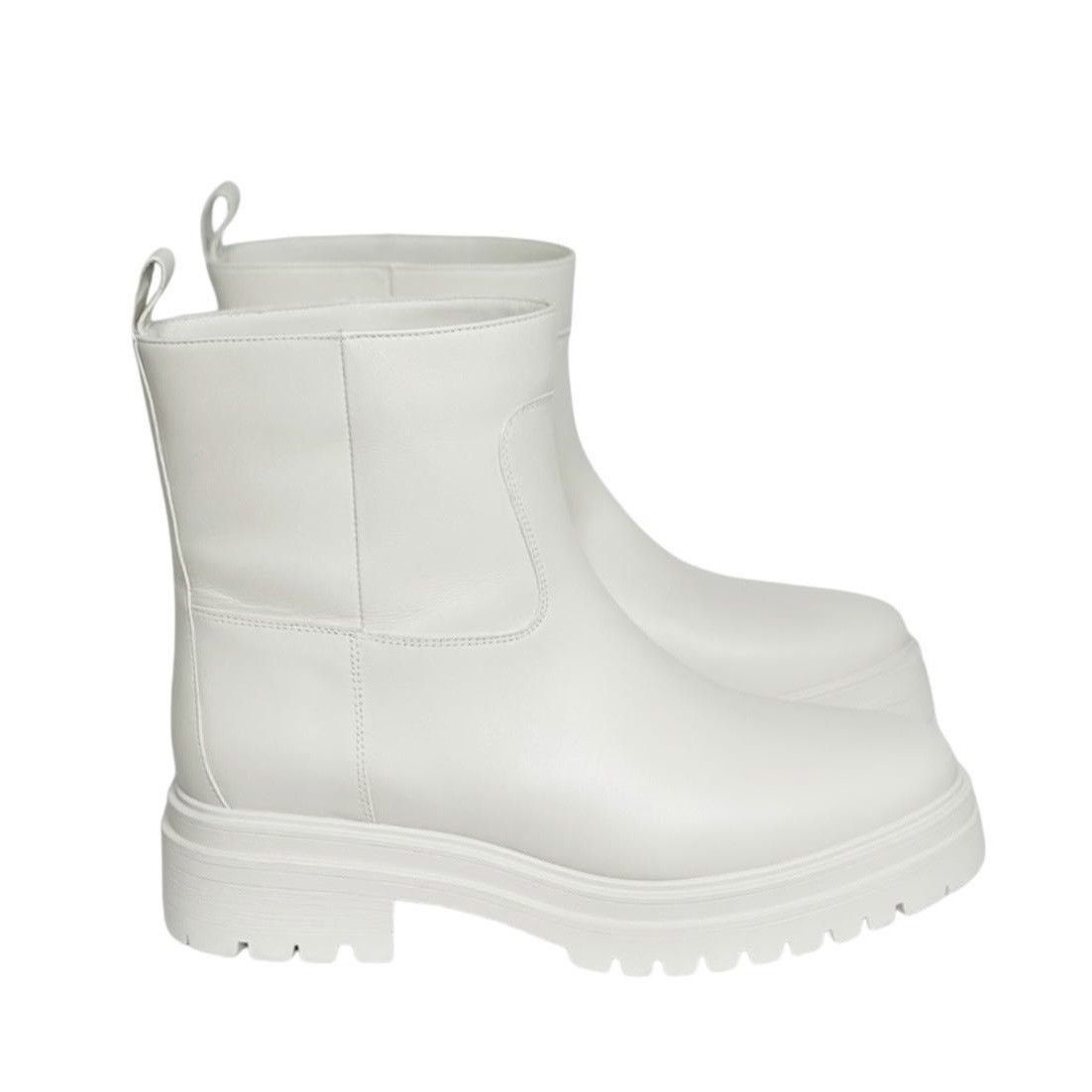 ba&sh BA&SH Navy Cighter Leather Ankle Boots, Off White, FR40/US9 Size US 9 / IT 39 - 1 Thumbnail