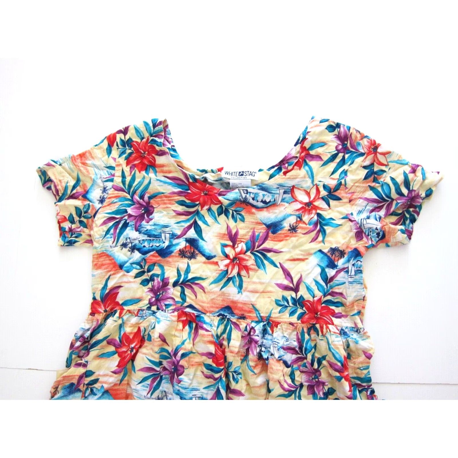 Vintage VINTAGE White Stag Shirt Dress Adult Large Red Floral Pocket Kaftan Hawaiian Sun Dress Size L / US 10 / IT 46 - 3 Thumbnail