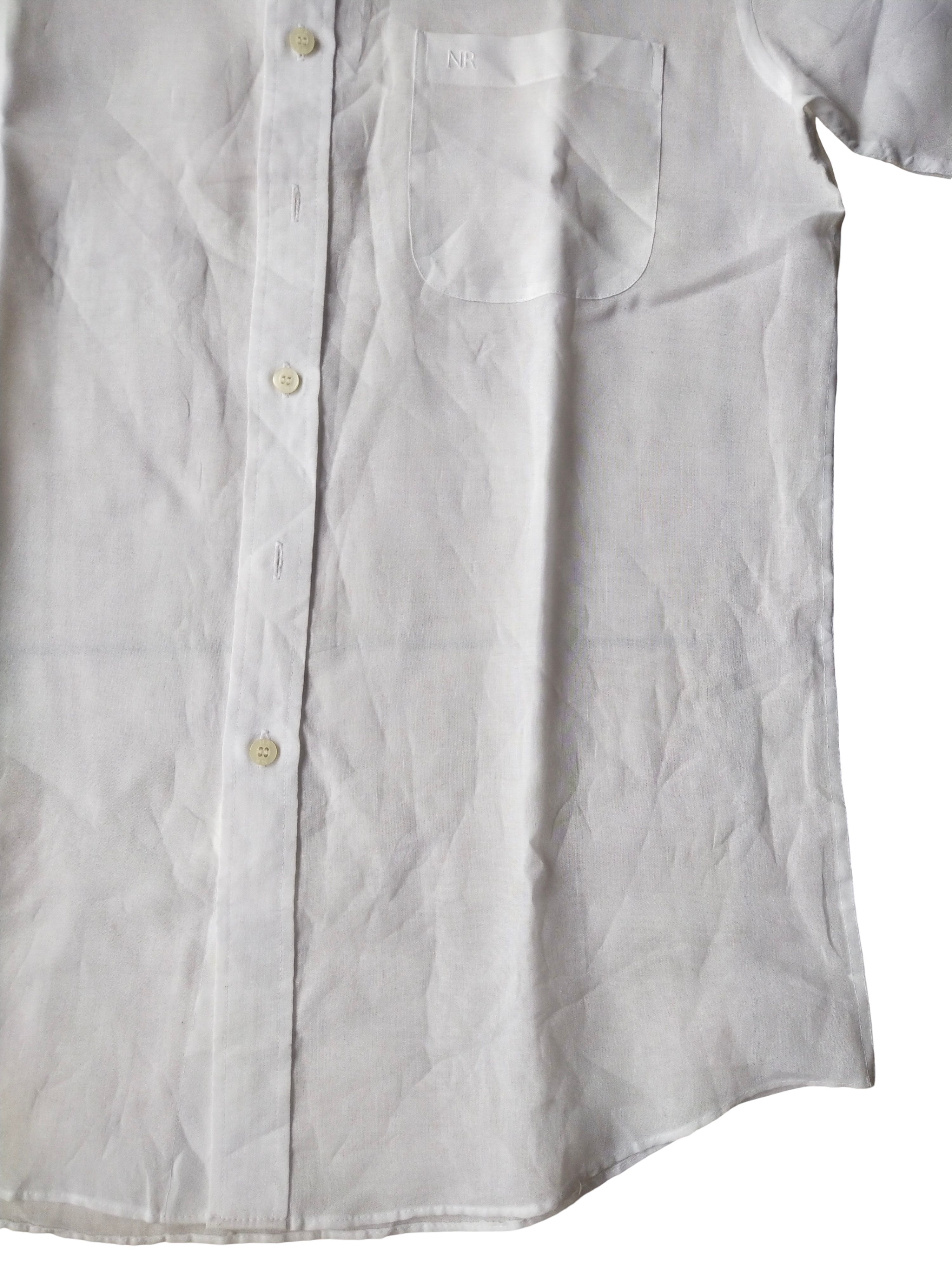 Nina Ricci 1990s Nina Ricci Monsieur Paris White SS Embroidered Shirt Size L / US 10 / IT 46 - 4 Thumbnail