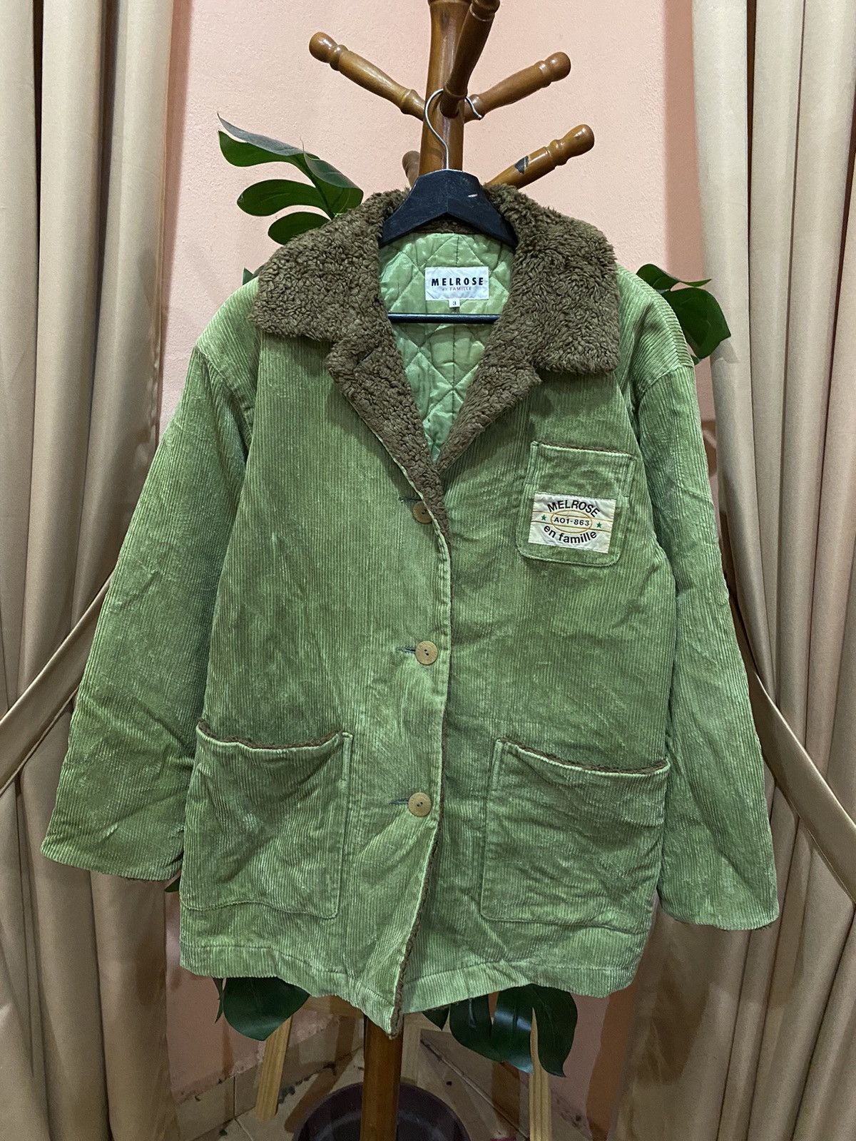 Melrose Vintage Melrose en Famille Green Corduroy Sherpa-Line Jacket Size US M / EU 48-50 / 2 - 1 Thumbnail