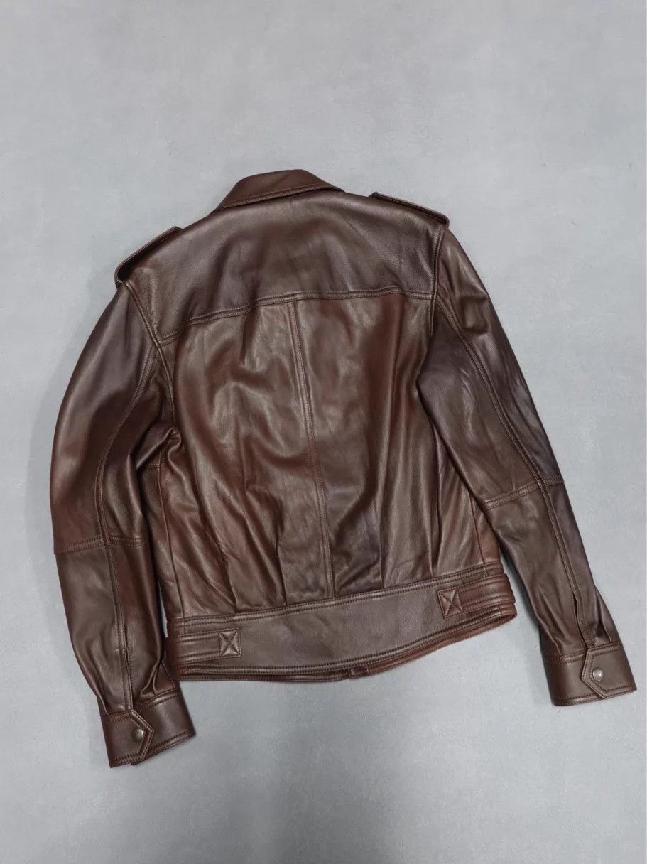 Saint Laurent Paris SAINT LAURENT Pleated Zipper Tan Leather Jacket Womens 38 Size XS / US 0-2 / IT 36-38 - 2 Thumbnail
