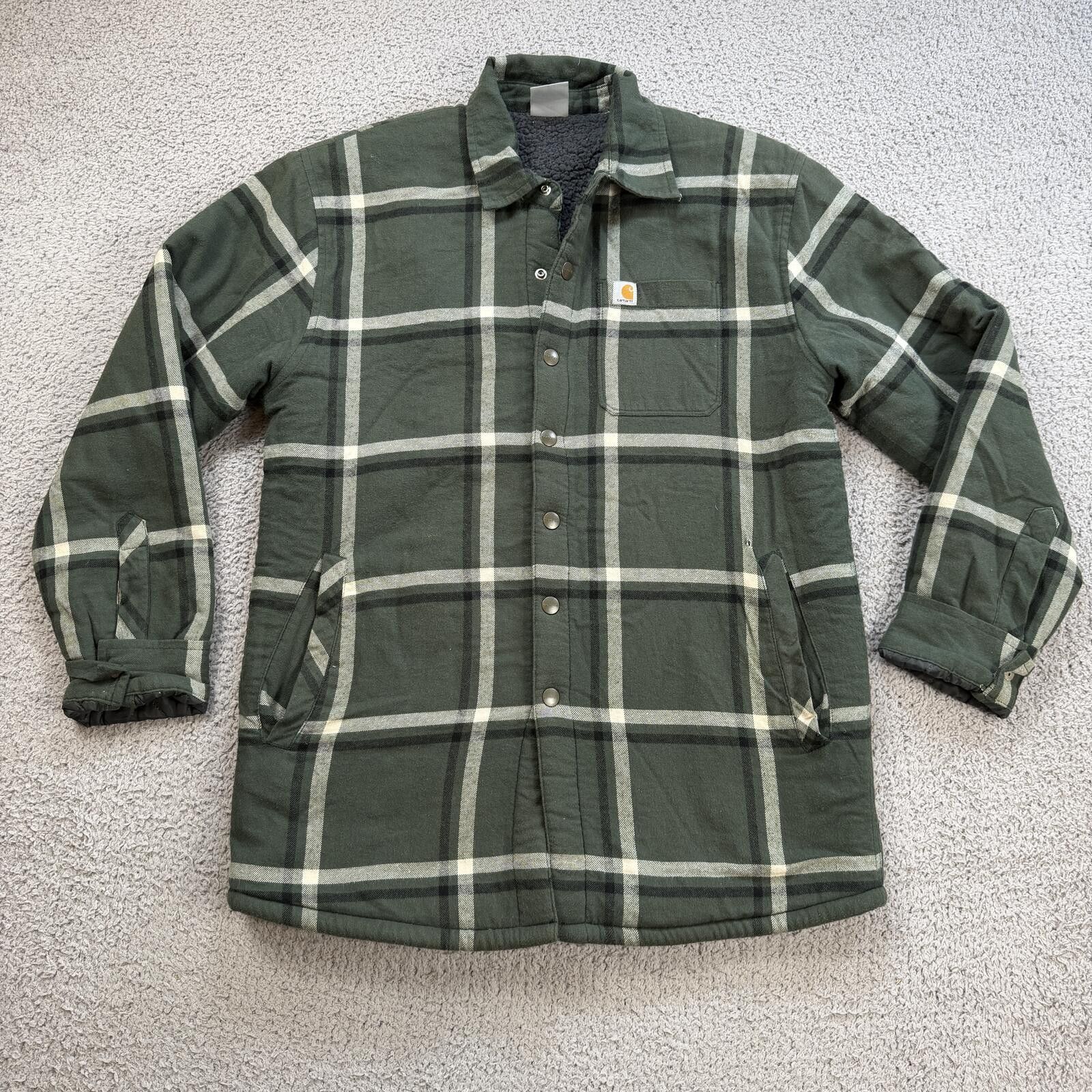 Carhartt Carhartt Sherpa Lined Shirt Jacket Plaid Insulated Shacket Size US XL / EU 56 / 4 - 1 Thumbnail