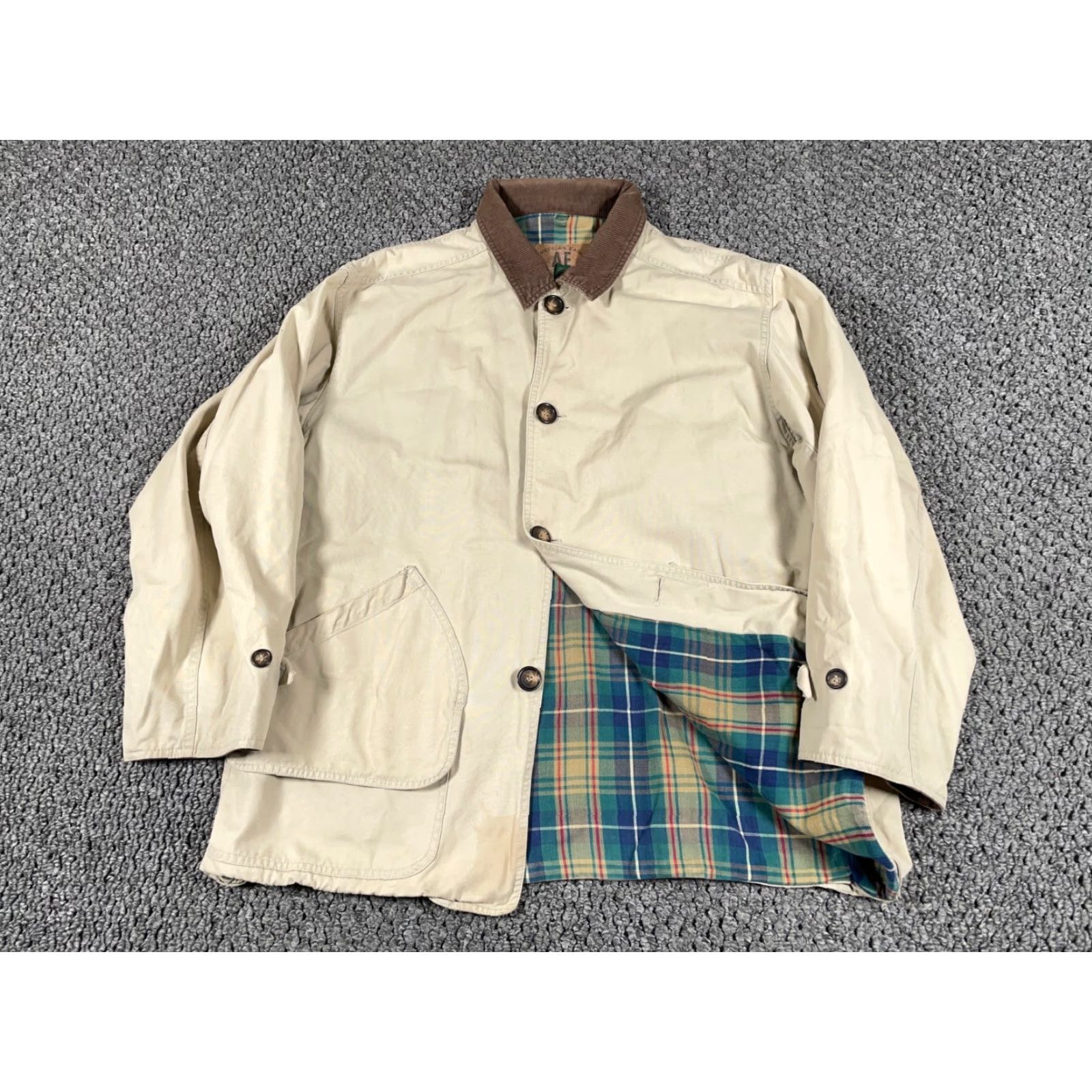 American Eagle Outfitters VINTAGE American Eagle Outfitters Plaid Chore Jacket Jacket Beige L Men's Large Beiges Military Outdoor Classic Preppy Retro Working Wear Casual Size US L / EU 52-54 / 3 - 2 Thumbnail