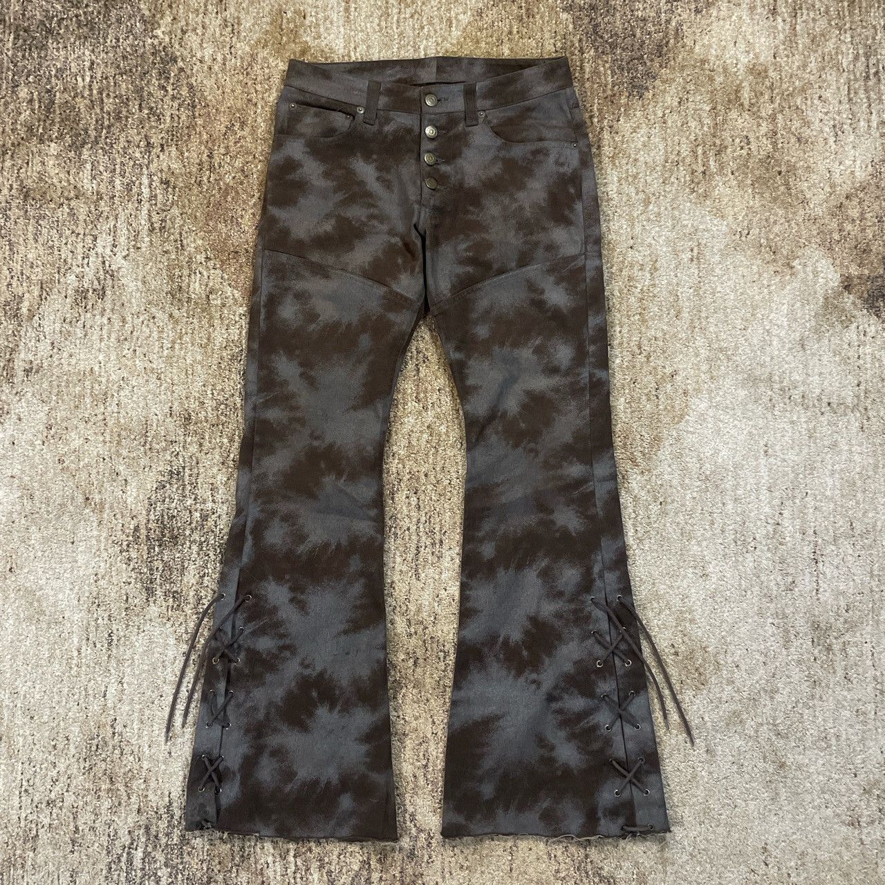 If Six Was Nine Tornado Mart Floral Lace Up Flared Jeans | Grailed