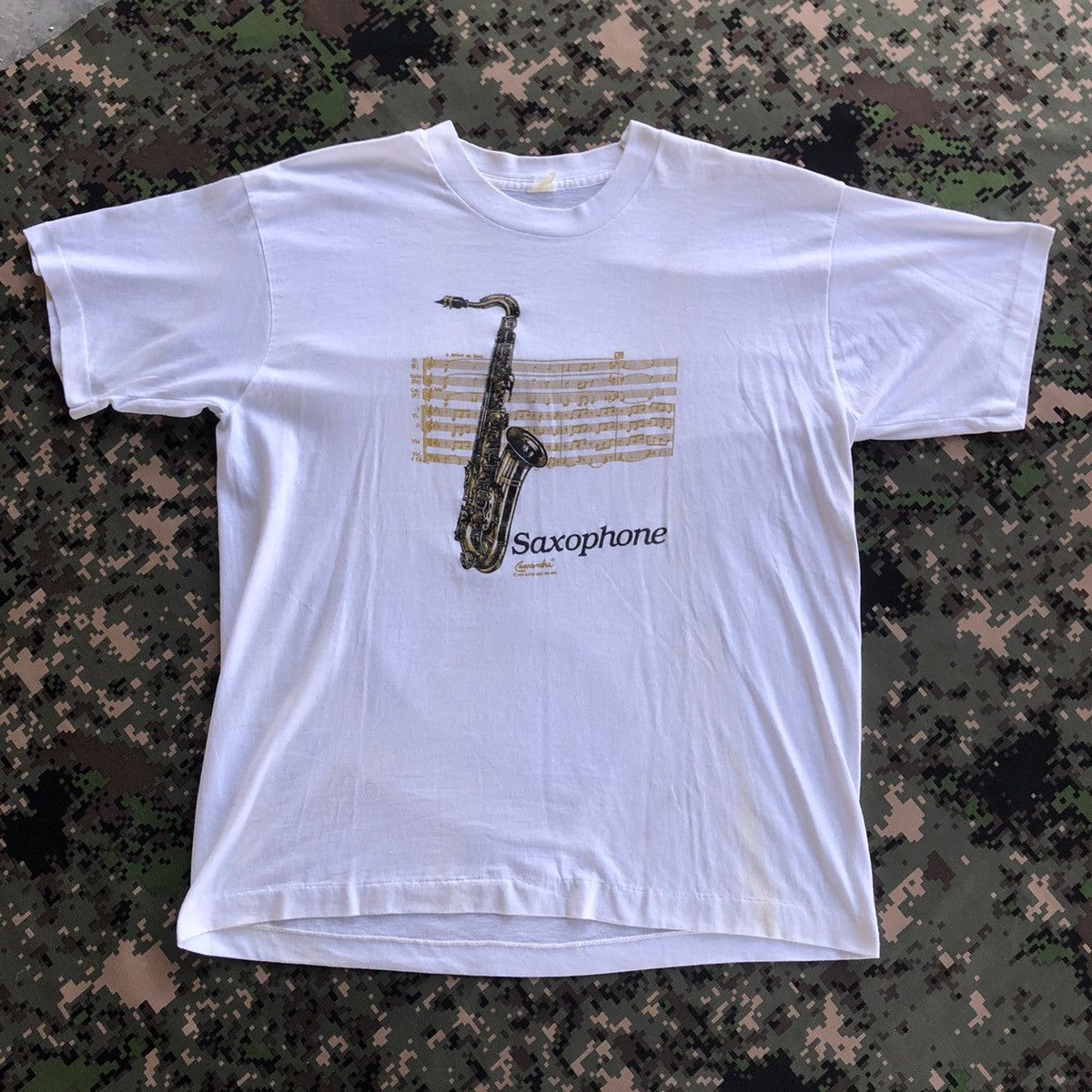 Vintage Vtg 90s Saxophone + French Horn Illustration Lot Tshirt Size US M / EU 48-50 / 2 - 2 Thumbnail