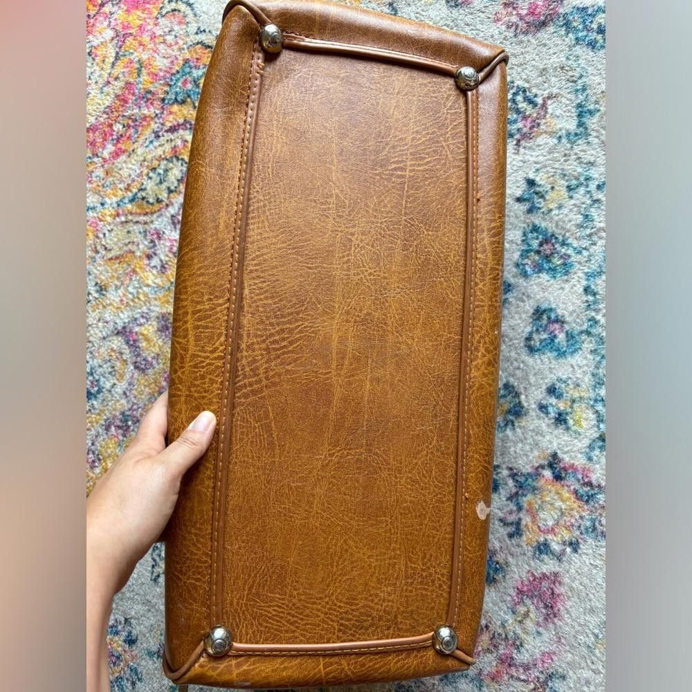 Designer Vintage Brown Leather Bag Size ONE SIZE - 3 Thumbnail